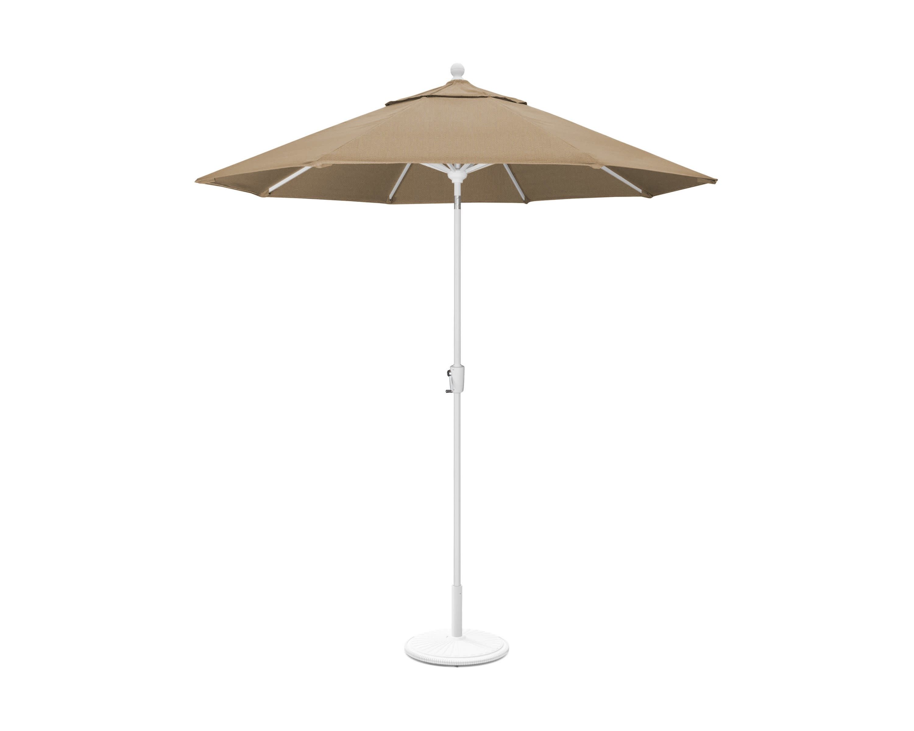 9' Tilt Market Umbrella & Base - Bar Height in White / Sesame