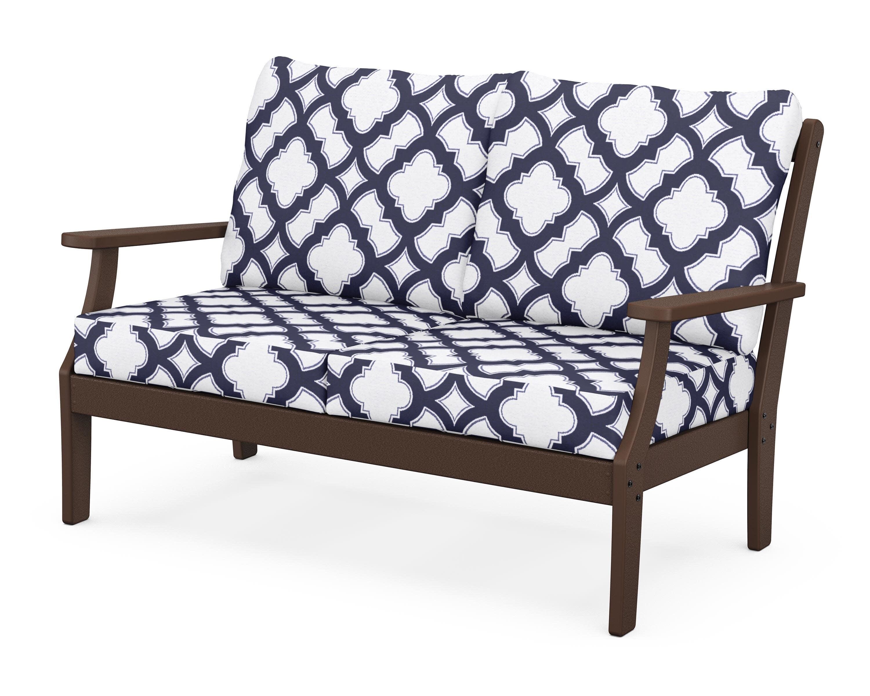 Yacht Club Deep Seating Loveseat in Vintage Lantern / Trellis Navy