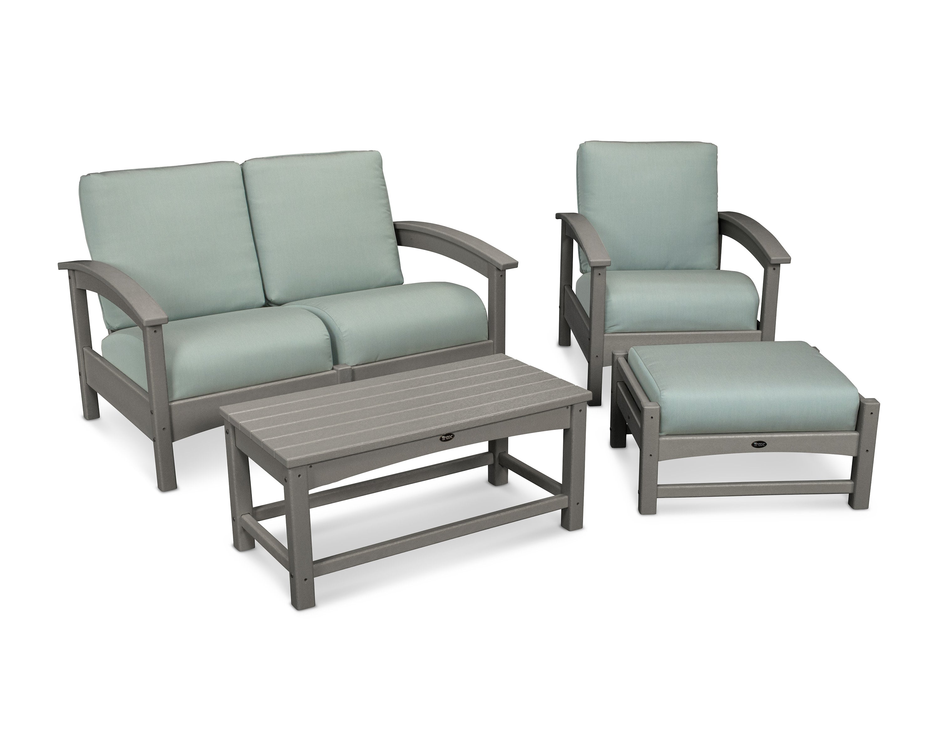 Rockport 4-Piece Deep Seating Conversation Group in Stepping Stone / Spa