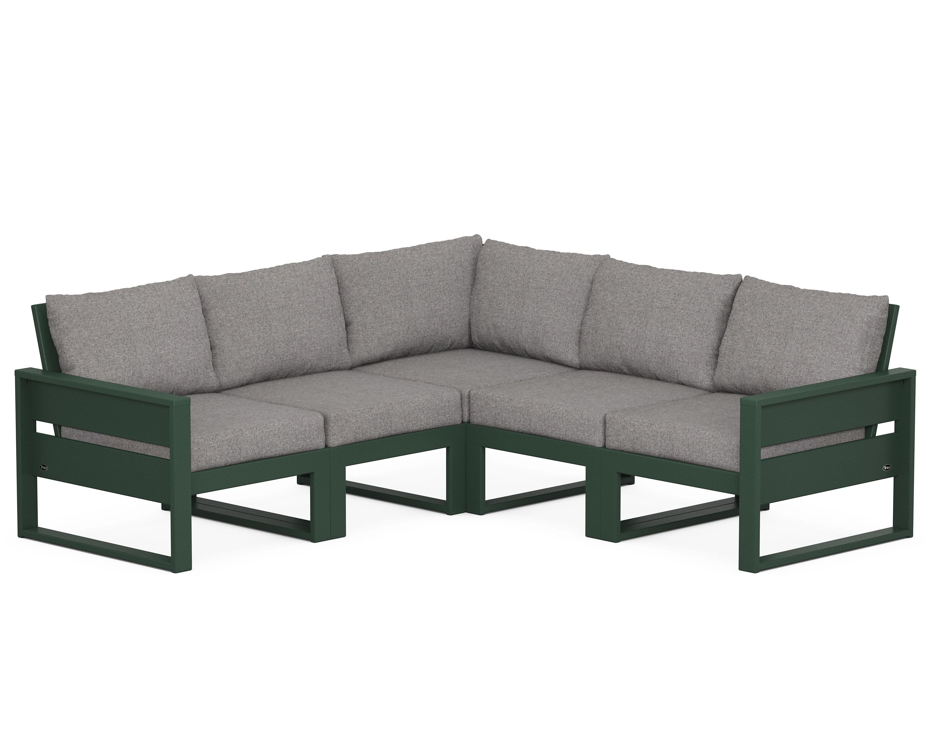 Eastport 5-Piece Sectional in Rainforest Canopy / Grey Mist
