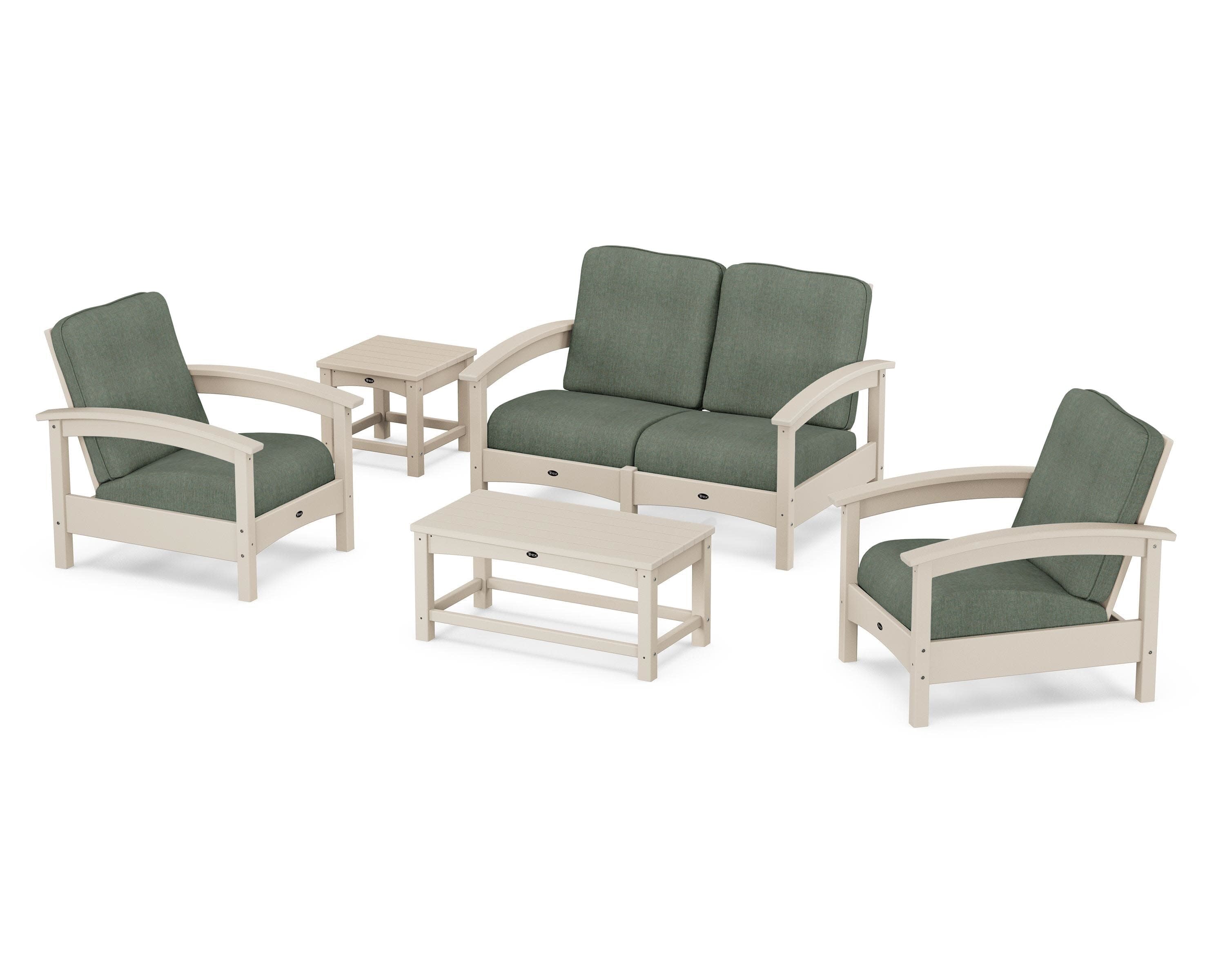 Rockport Club 6-Piece Deep Seating Conversation Set in Sand Castle / Cast Sage