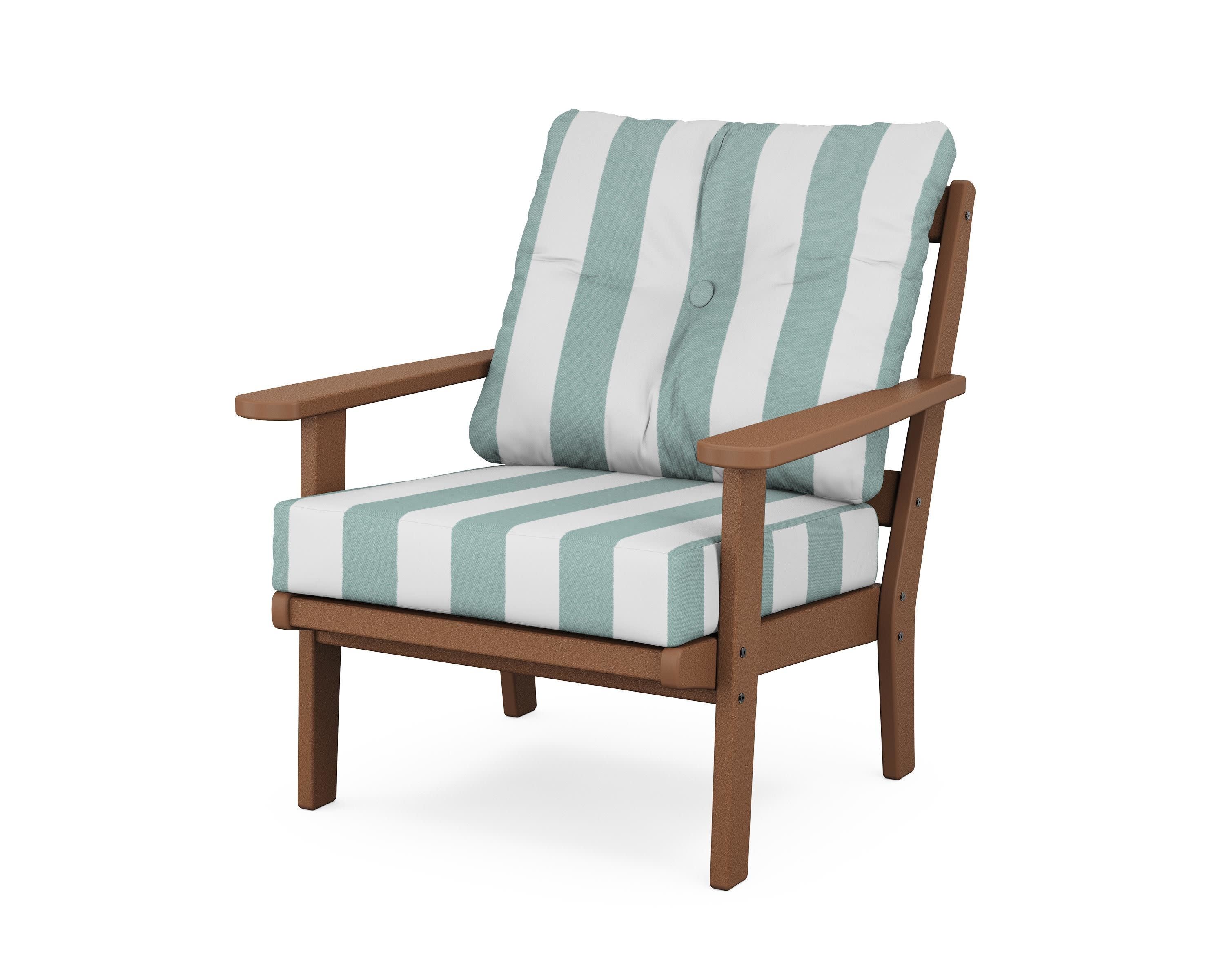 Cape Cod Deep Seating Chair in Tree House / Cabana Stripe Glacier Spa