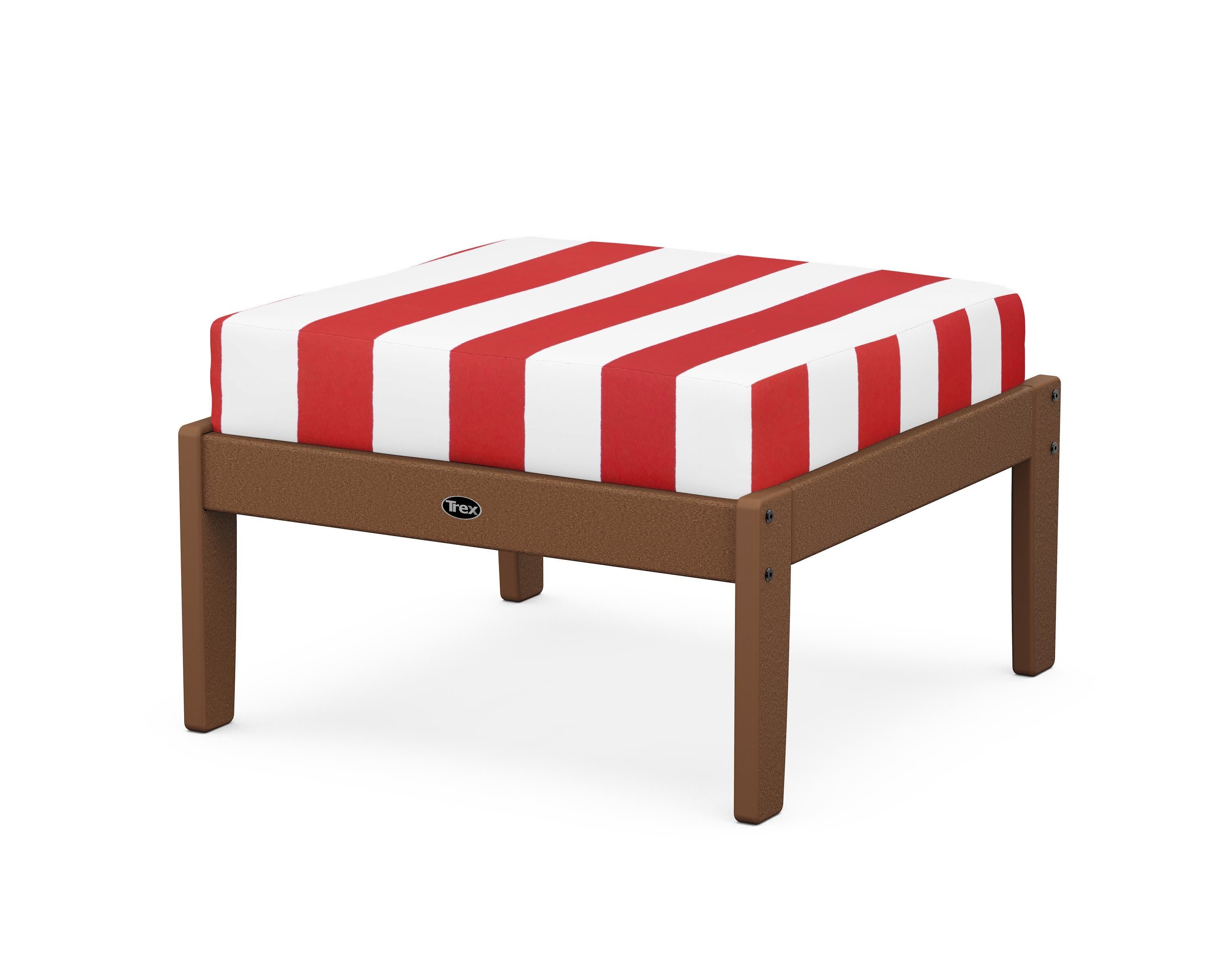 Yacht Club Deep Seating Ottoman in Tree House / Cabana Stripe Crimson
