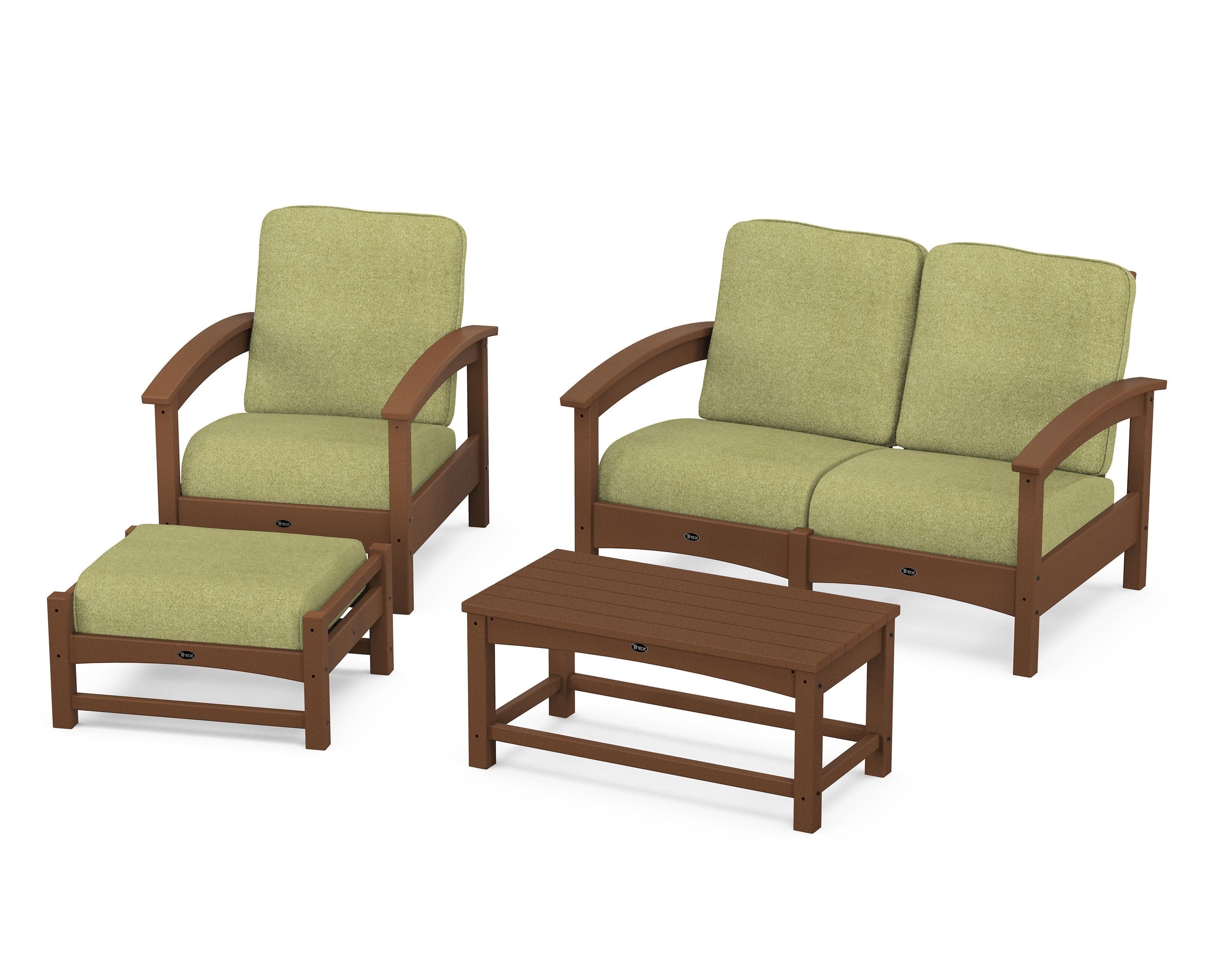Rockport 4-Piece Deep Seating Conversation Group in Tree House / Chartreuse Boucle