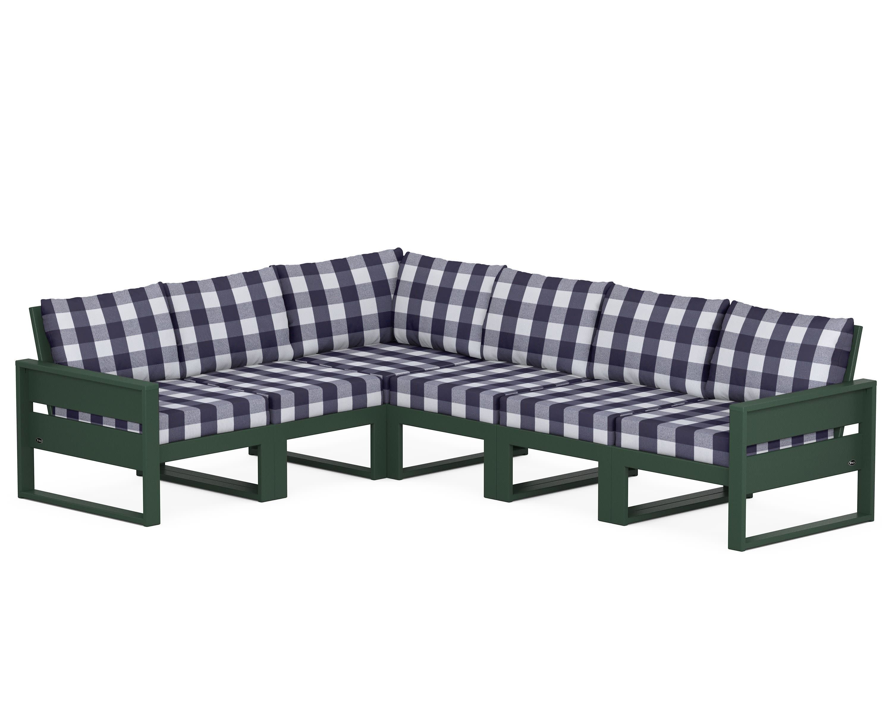 Eastport 6-Piece Sectional in Rainforest Canopy / Buffalo Plaid Navy