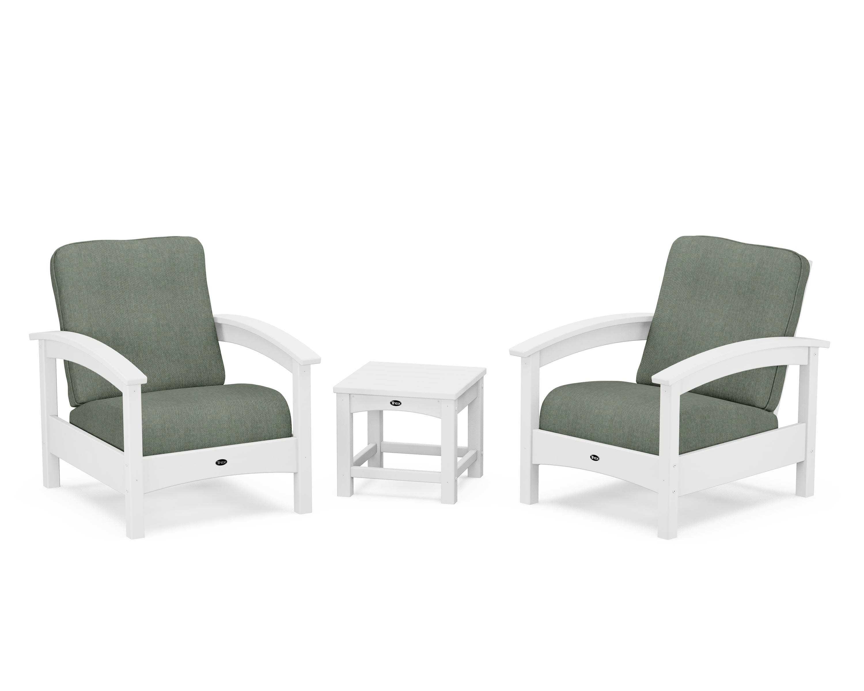 Rockport Club 3-Piece Deep Seating Conversation Set in Classic White / Cast Sage
