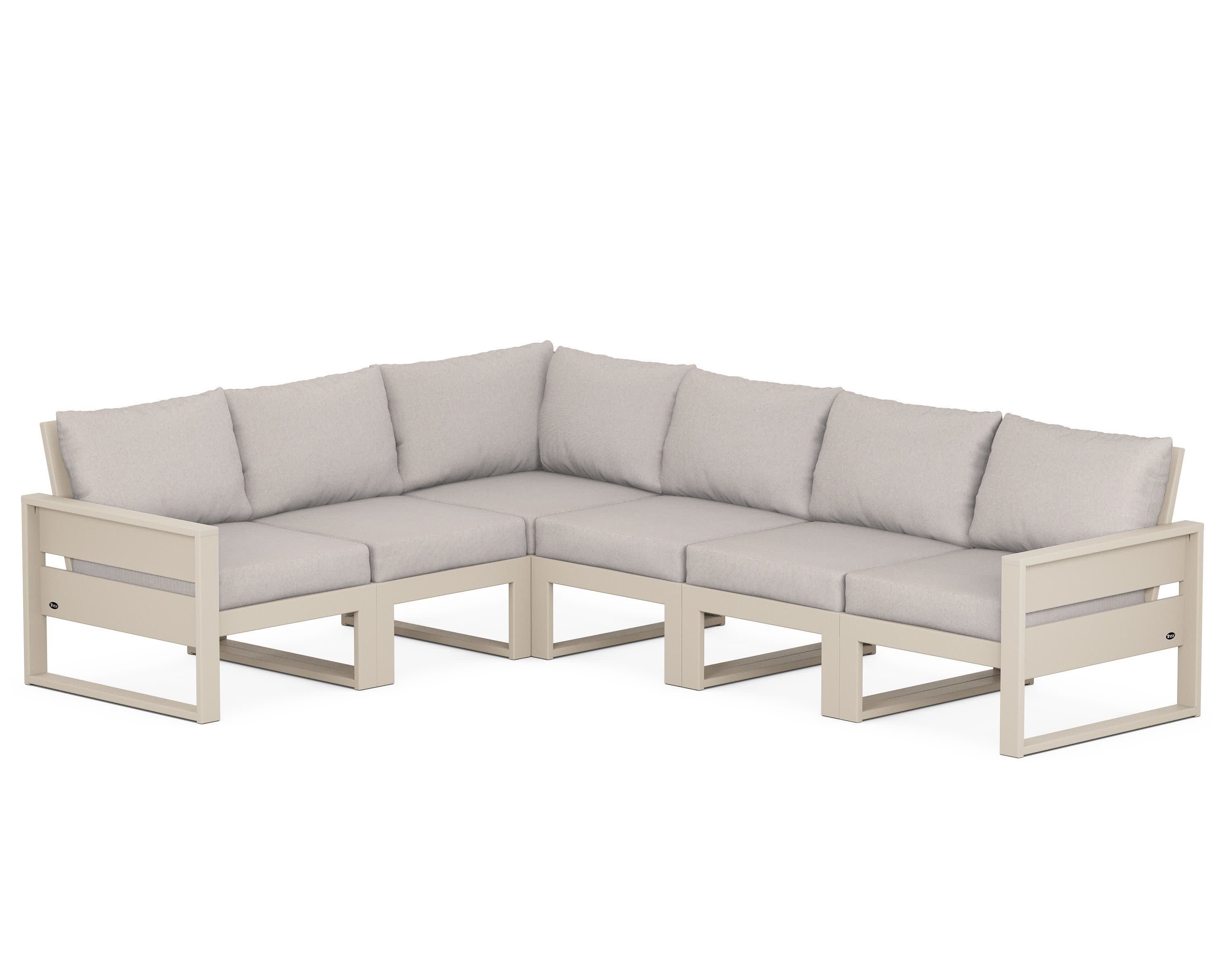 Eastport 6-Piece Sectional in Sand Castle / Dune Burlap