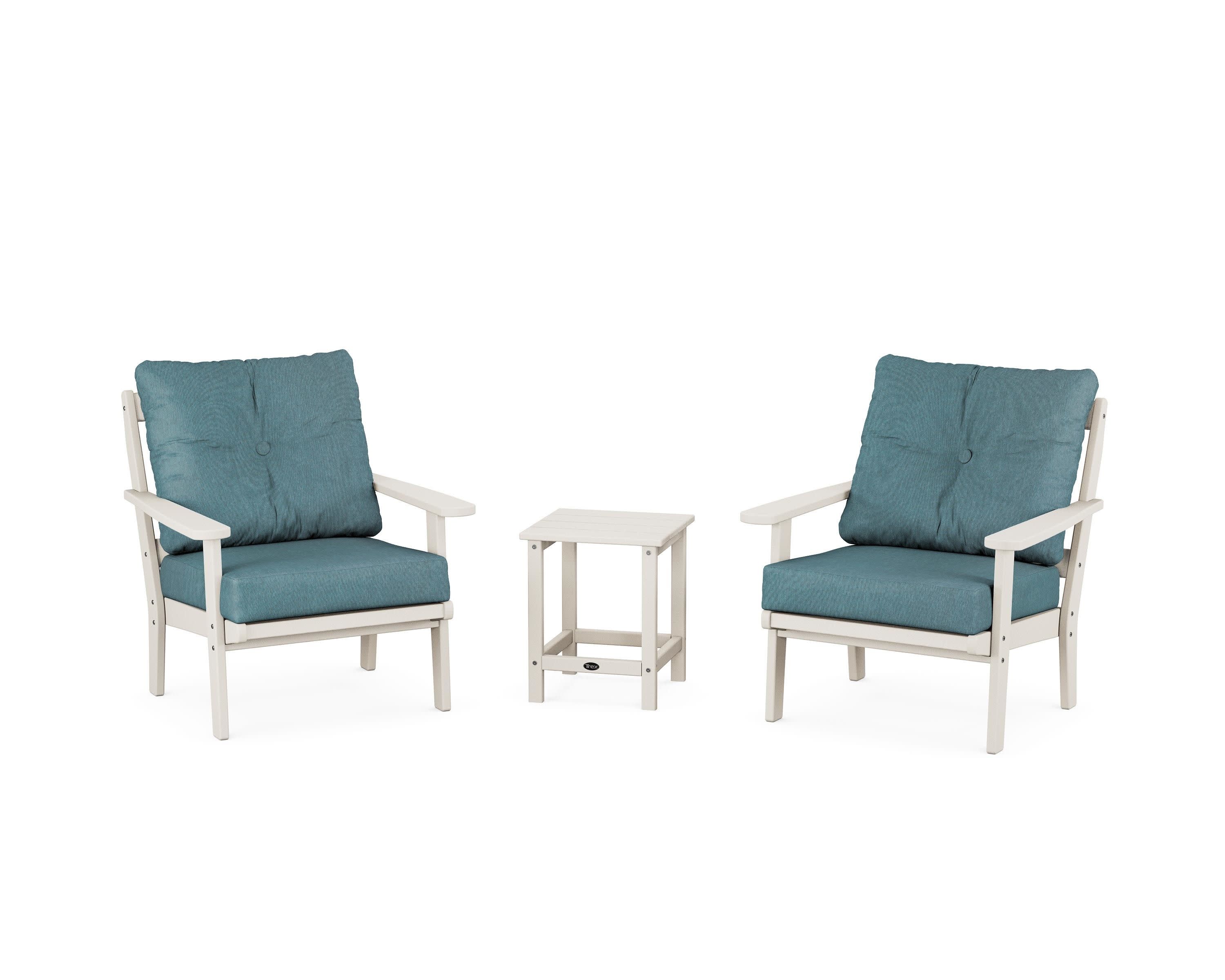 Cape Cod 3-Piece Deep Seating Set in Sand Castle / Ocean Teal