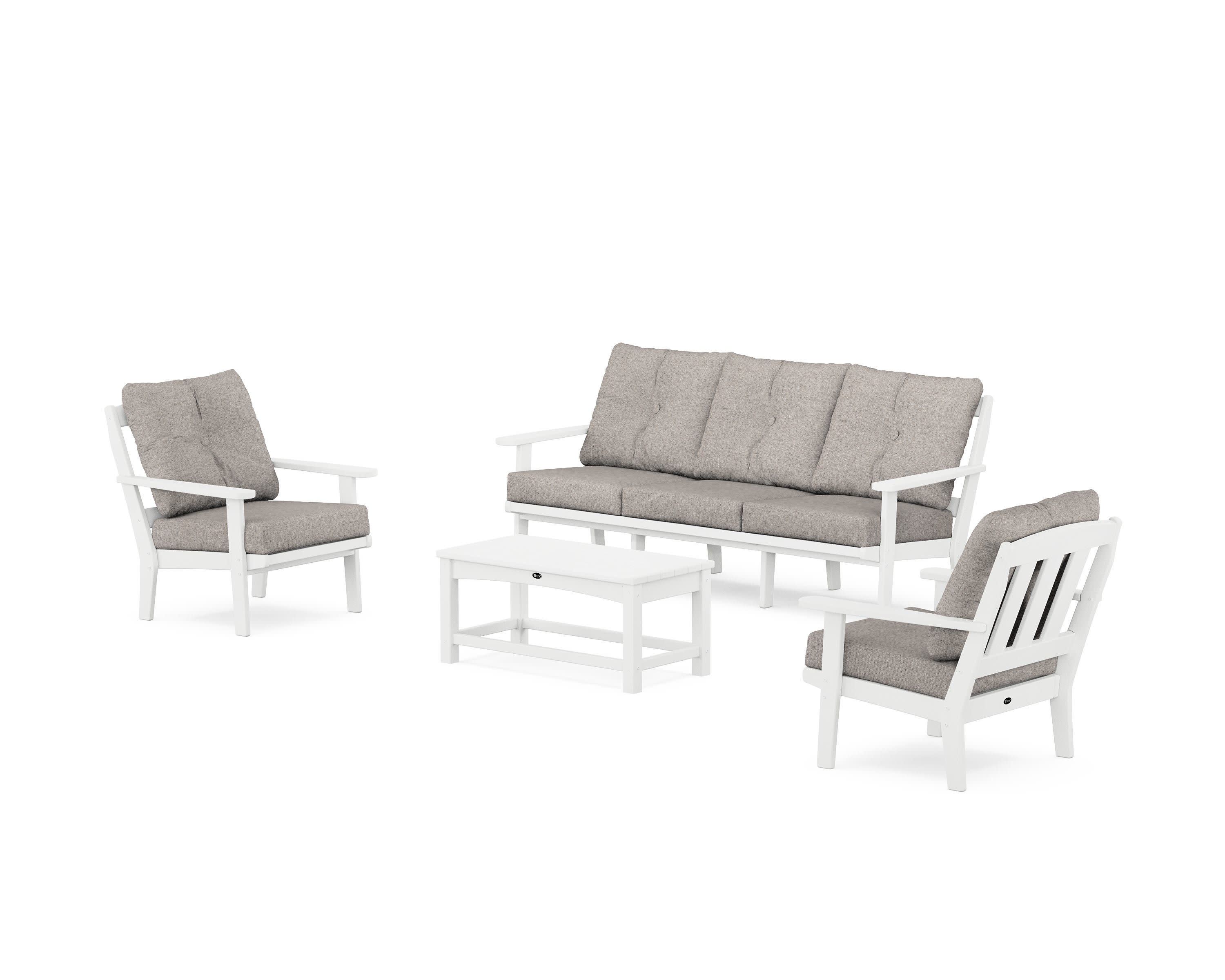 Cape Cod 4-Piece Deep Seating Set with Sofa in Classic White / Weathered Tweed