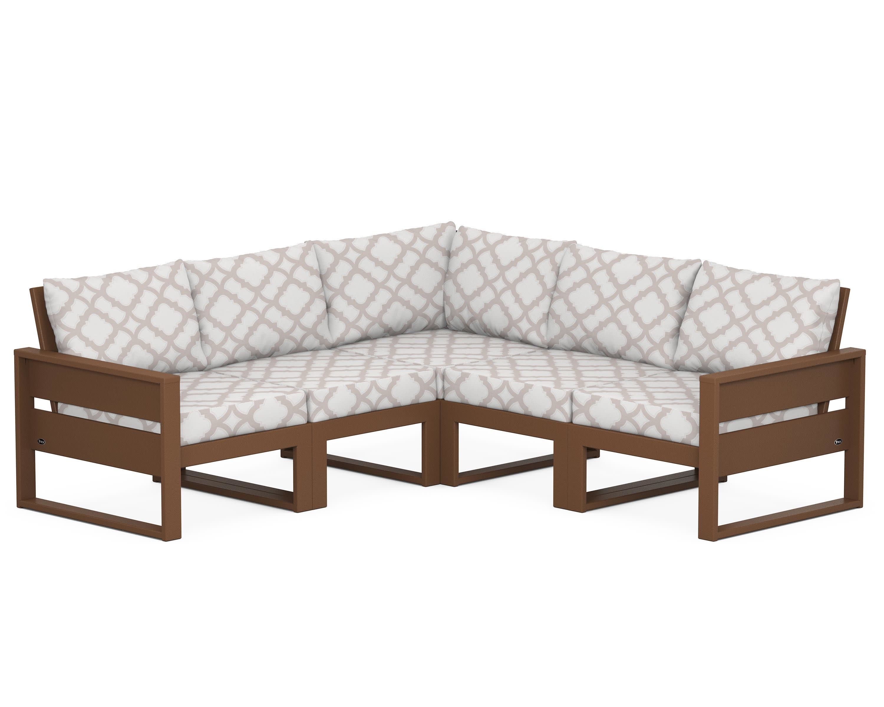 Eastport 5-Piece Sectional in Tree House / Trellis Dune Burlap