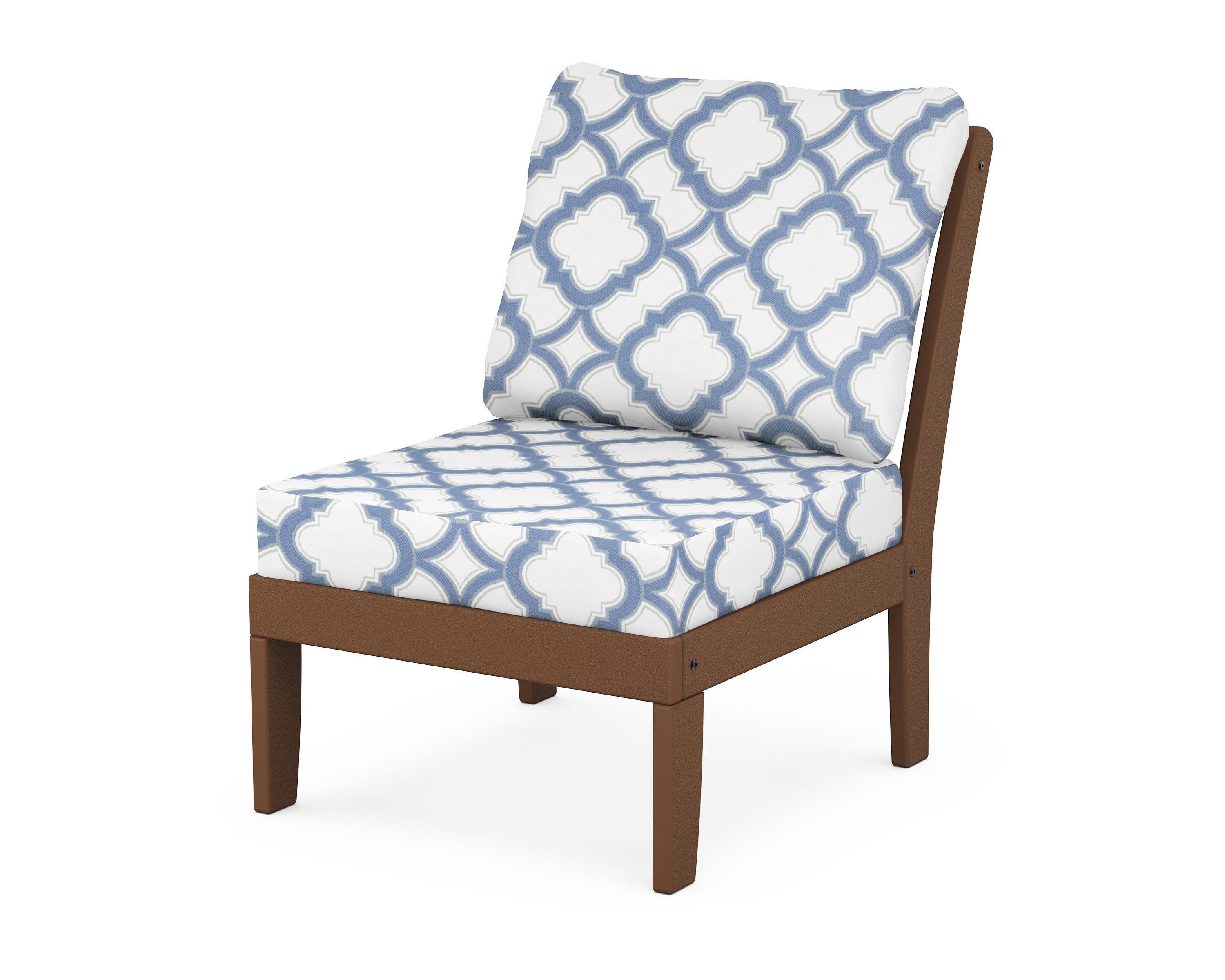Yacht Club Modular Armless Chair in Tree House / Trellis Sky Blue