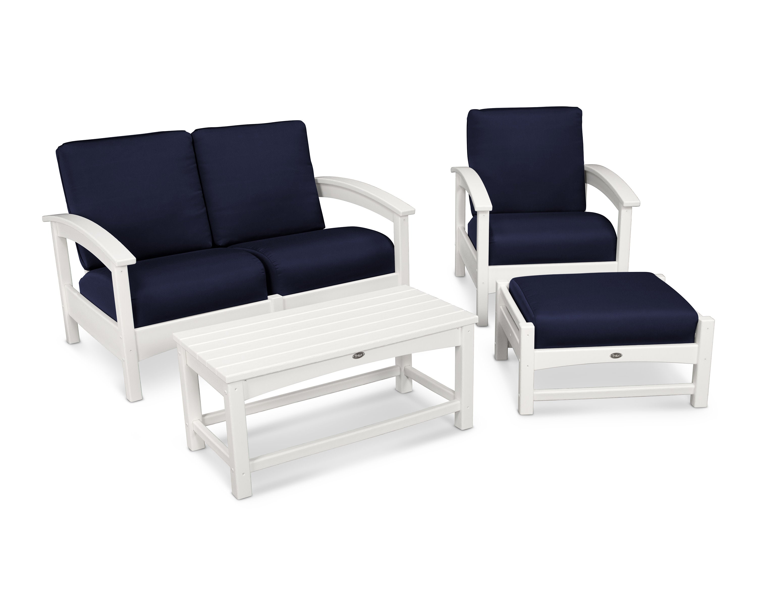Rockport 4-Piece Deep Seating Conversation Group in Classic White / Navy