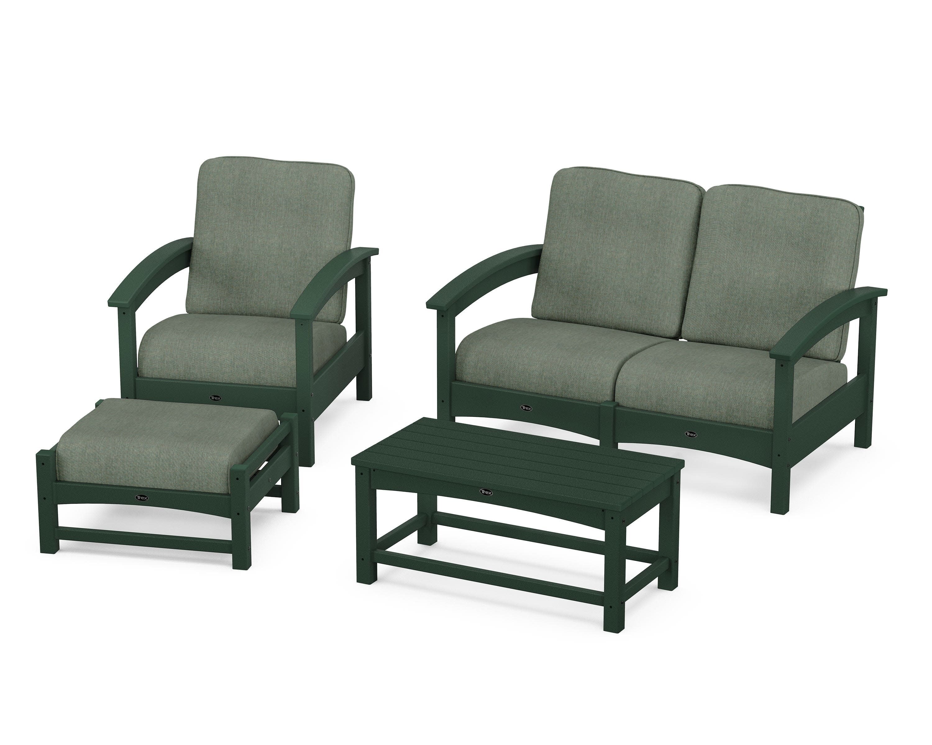 Rockport 4-Piece Deep Seating Conversation Group in Rainforest Canopy / Cast Sage