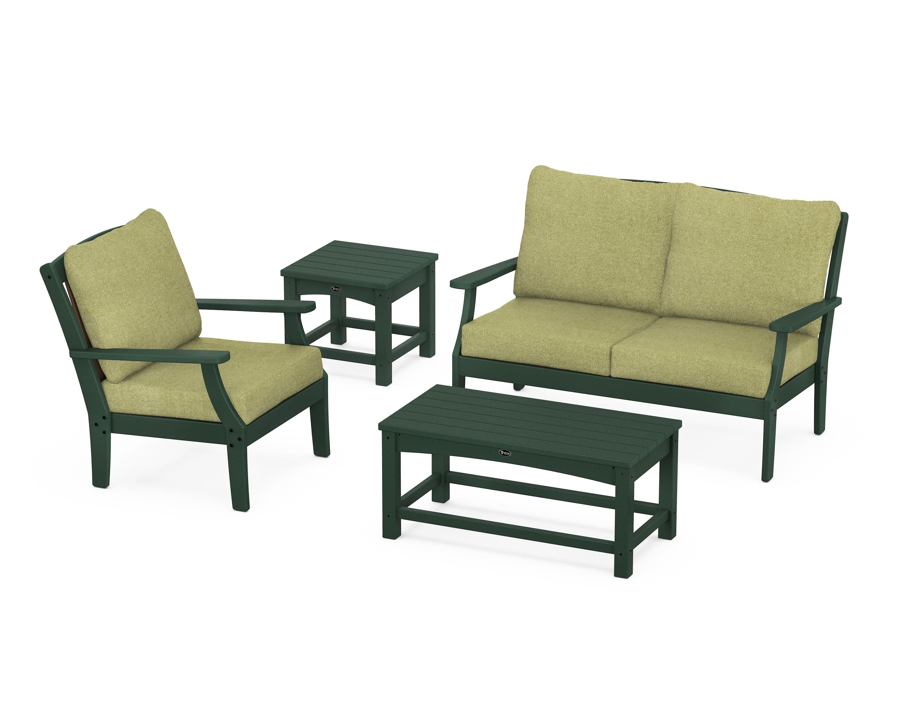 Yacht Club 4-Piece Deep Seating Set in Rainforest Canopy / Chartreuse Boucle