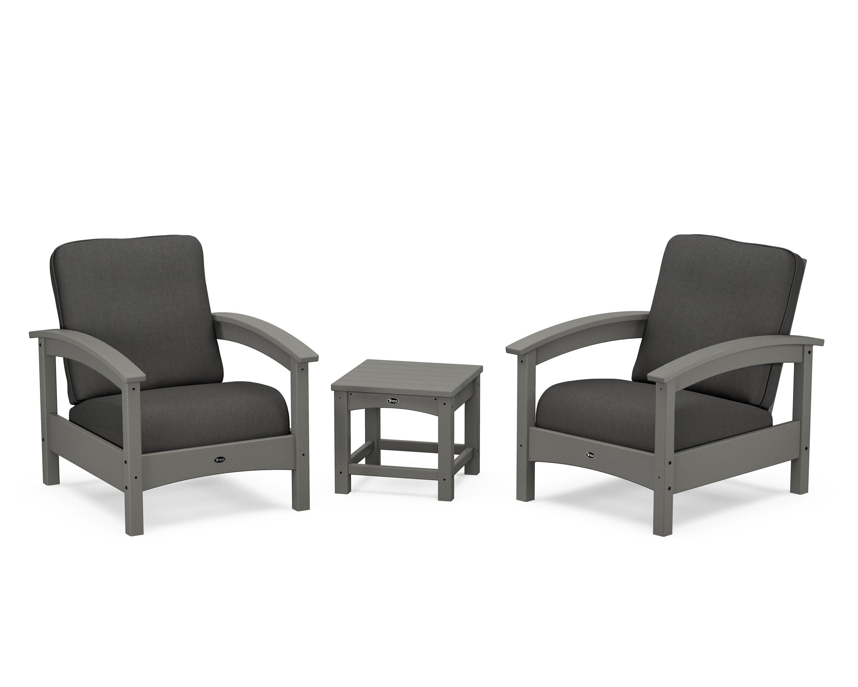 Rockport Club 3-Piece Deep Seating Conversation Set in Stepping Stone / Spectrum Carbon