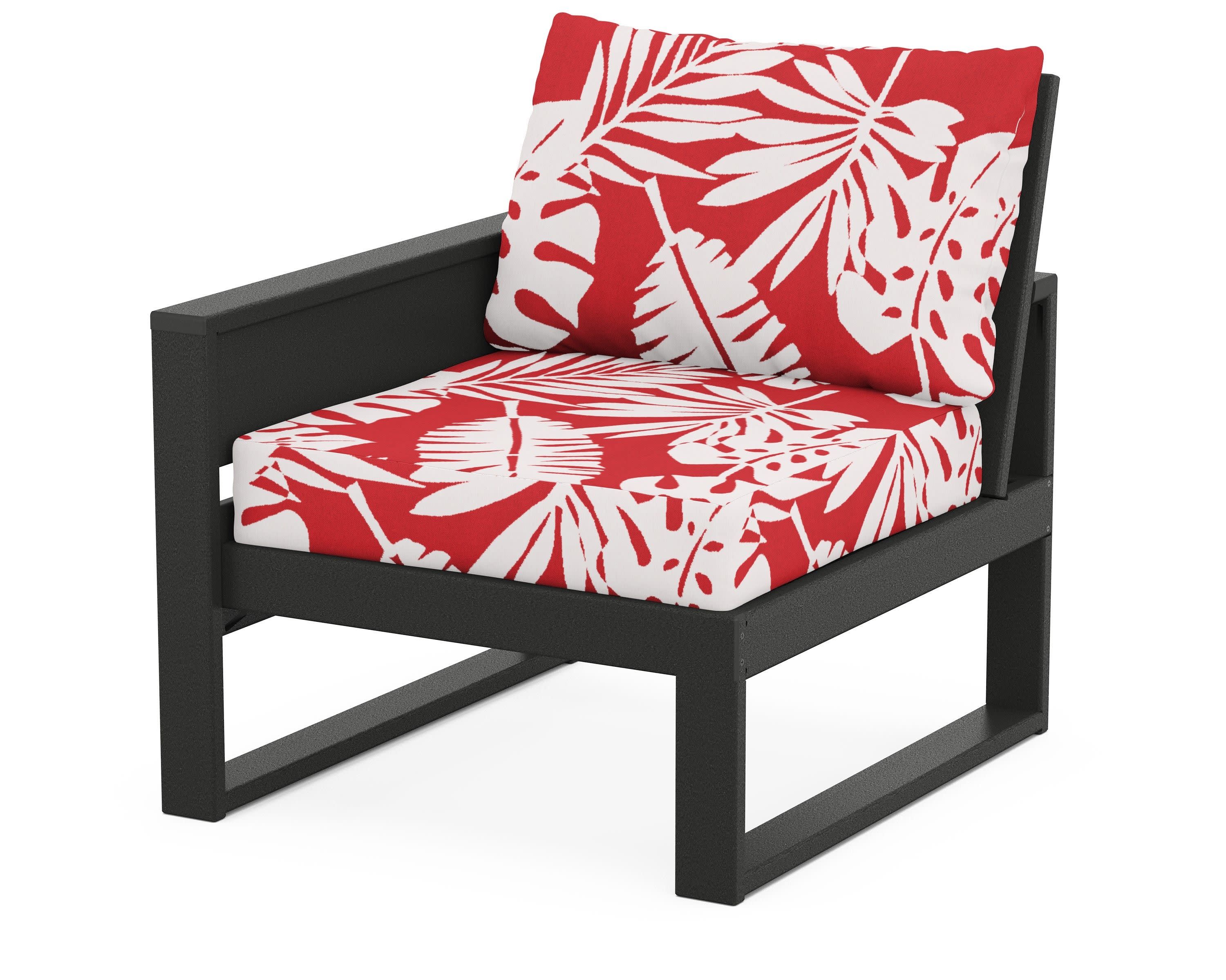 Eastport Modular Left Arm Chair in Charcoal Black / Leaf Crimson