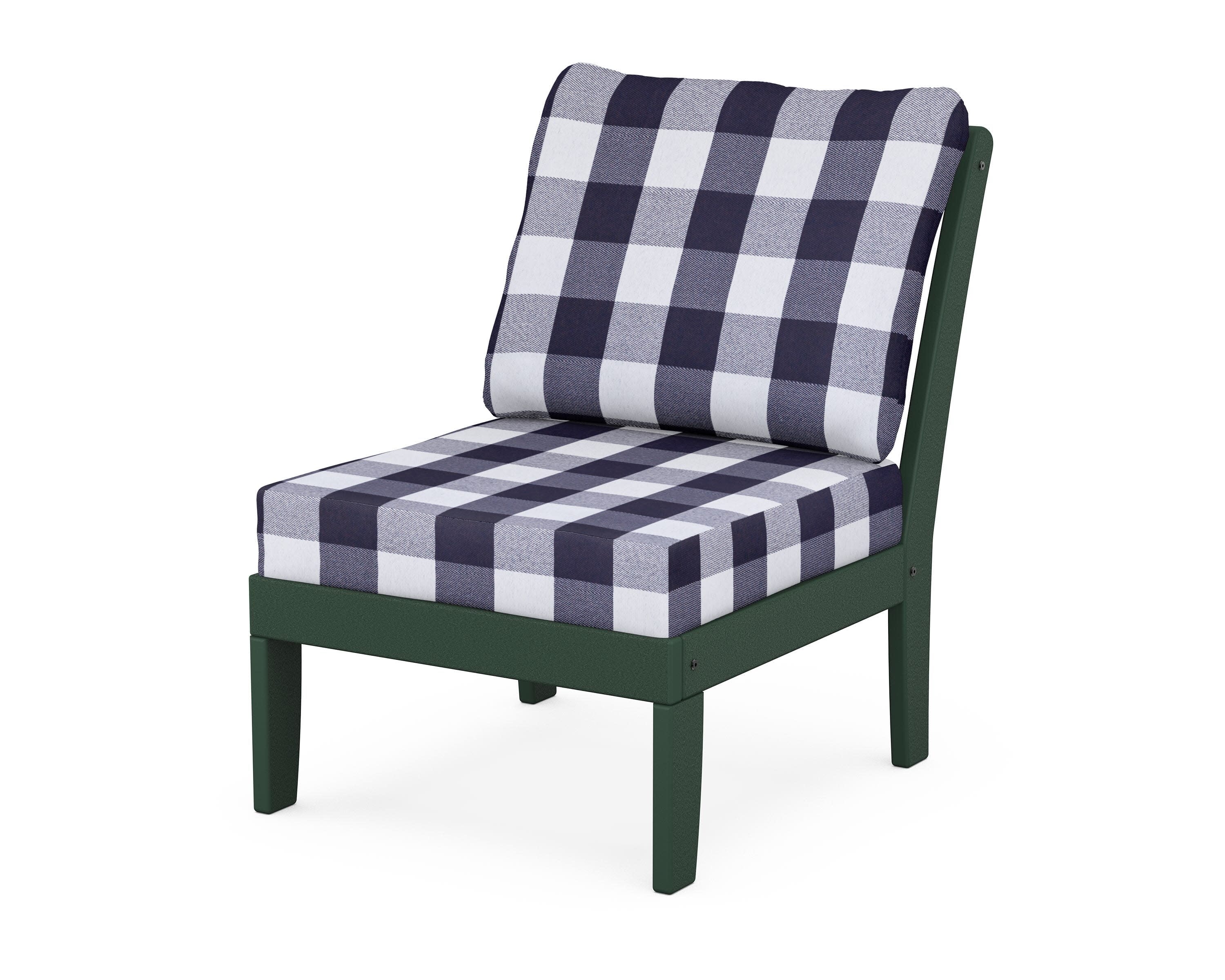 Yacht Club Modular Armless Chair in Rainforest Canopy / Buffalo Plaid Navy
