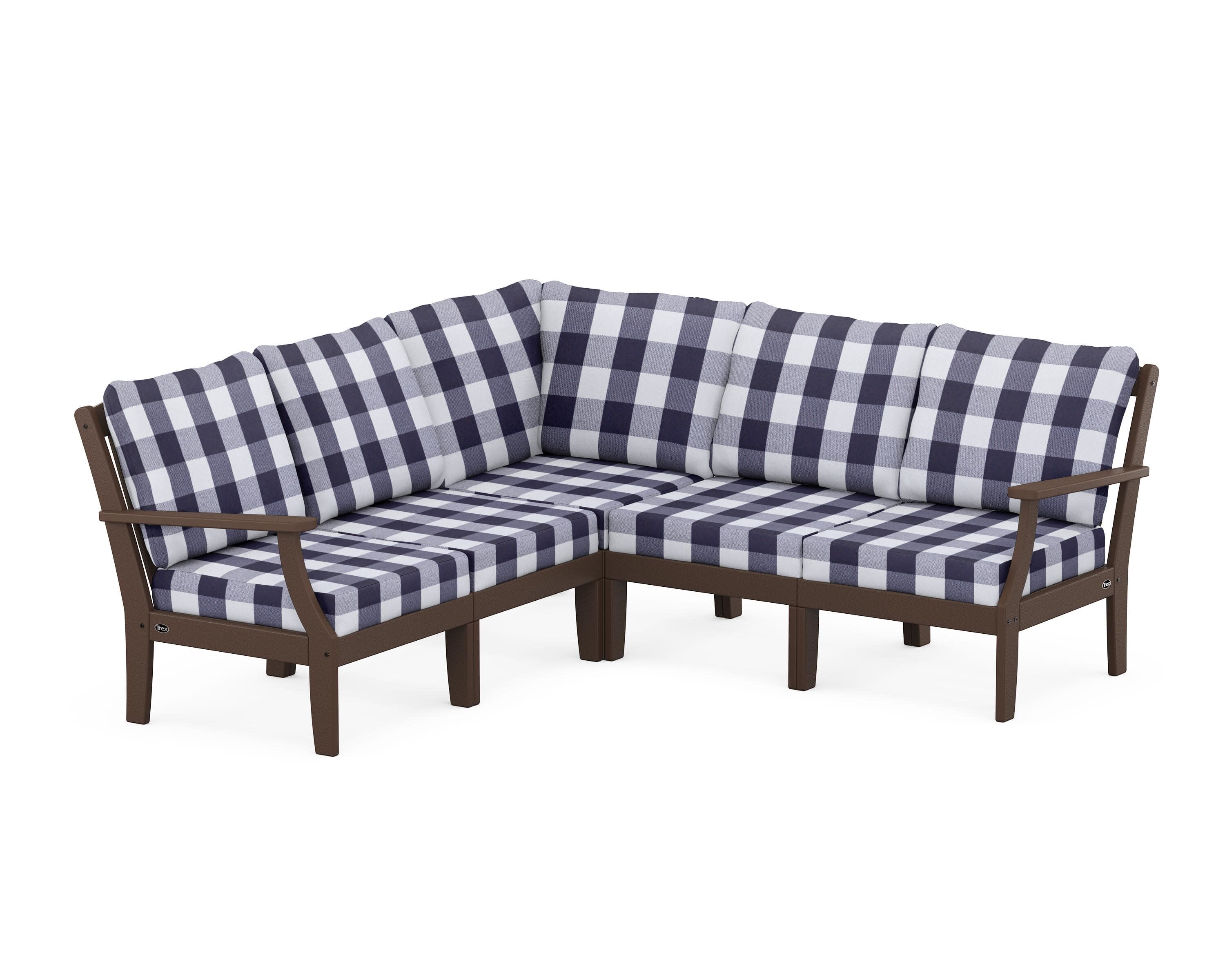 Yacht Club Modular 5-Piece Deep Seating Set in Vintage Lantern / Buffalo Plaid Navy