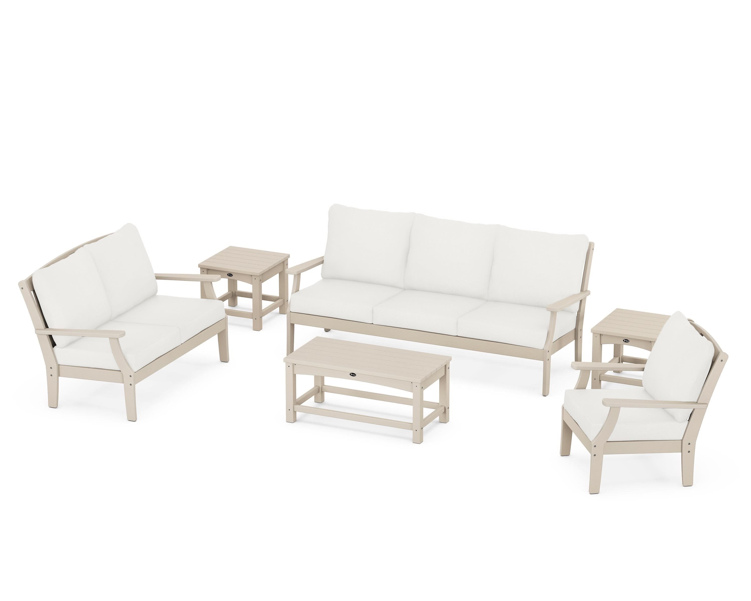 Yacht Club 6-Piece Deep Seating Set in Sand Castle / Natural Linen
