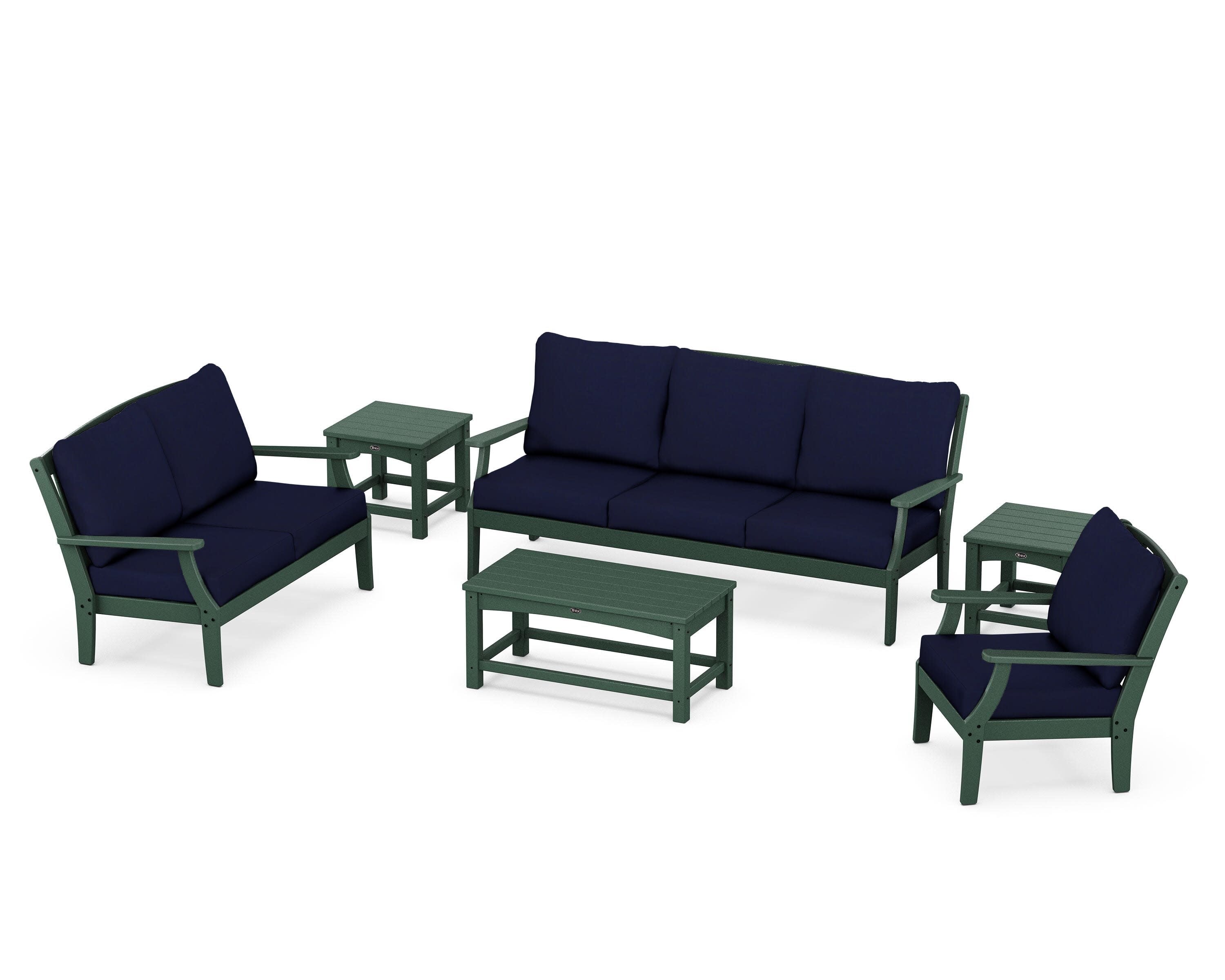 Yacht Club 6-Piece Deep Seating Set in Rainforest Canopy / Navy