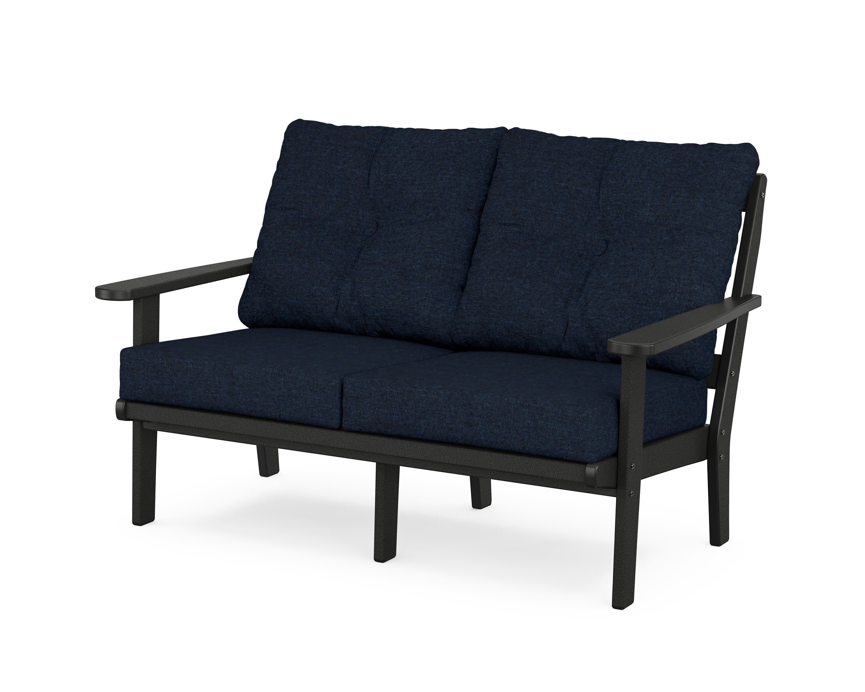 Cape Cod Deep Seating Loveseat in Charcoal Black / Marine Indigo