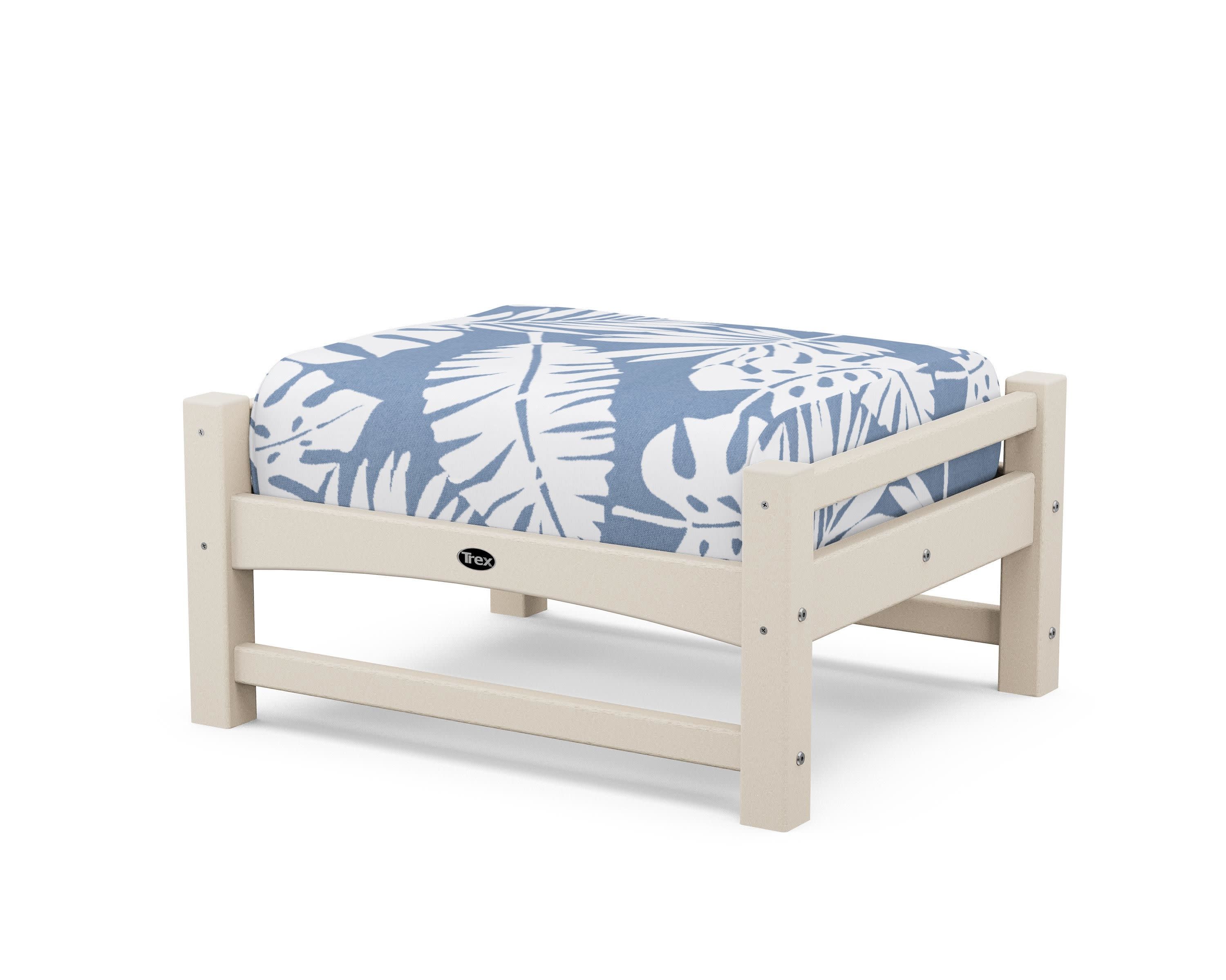 Rockport Club Ottoman in Sand Castle / Leaf Sky Blue