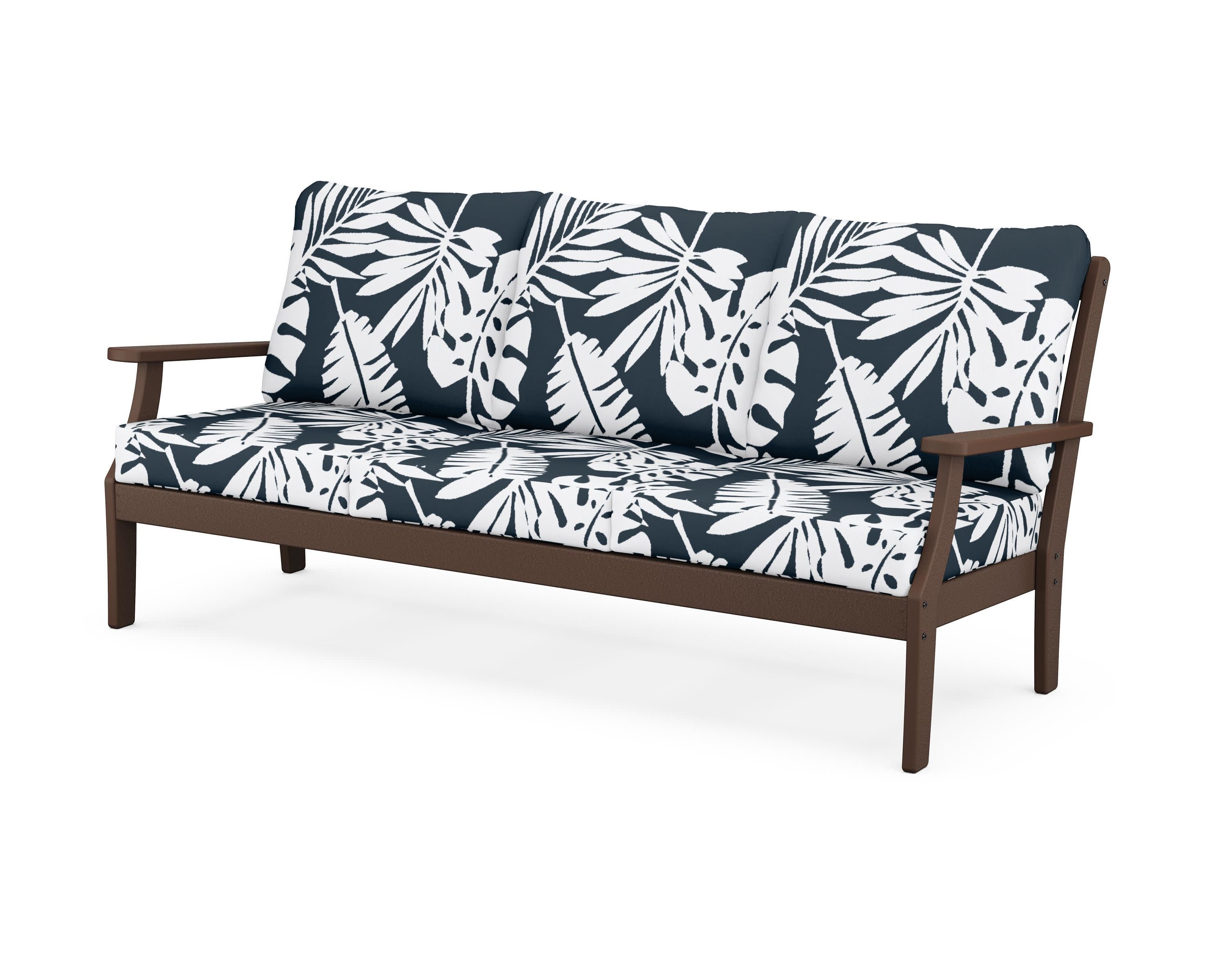 Yacht Club Deep Seating Sofa in Vintage Lantern / Leaf Marine Indigo