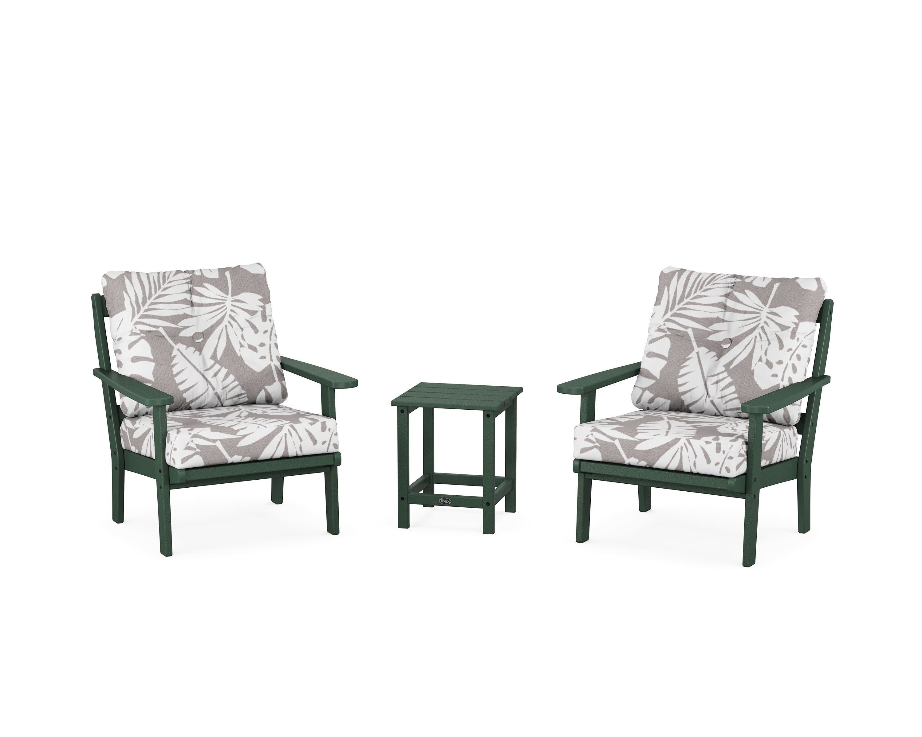 Cape Cod 3-Piece Deep Seating Set in Rainforest Canopy / Leaf Grey Mist
