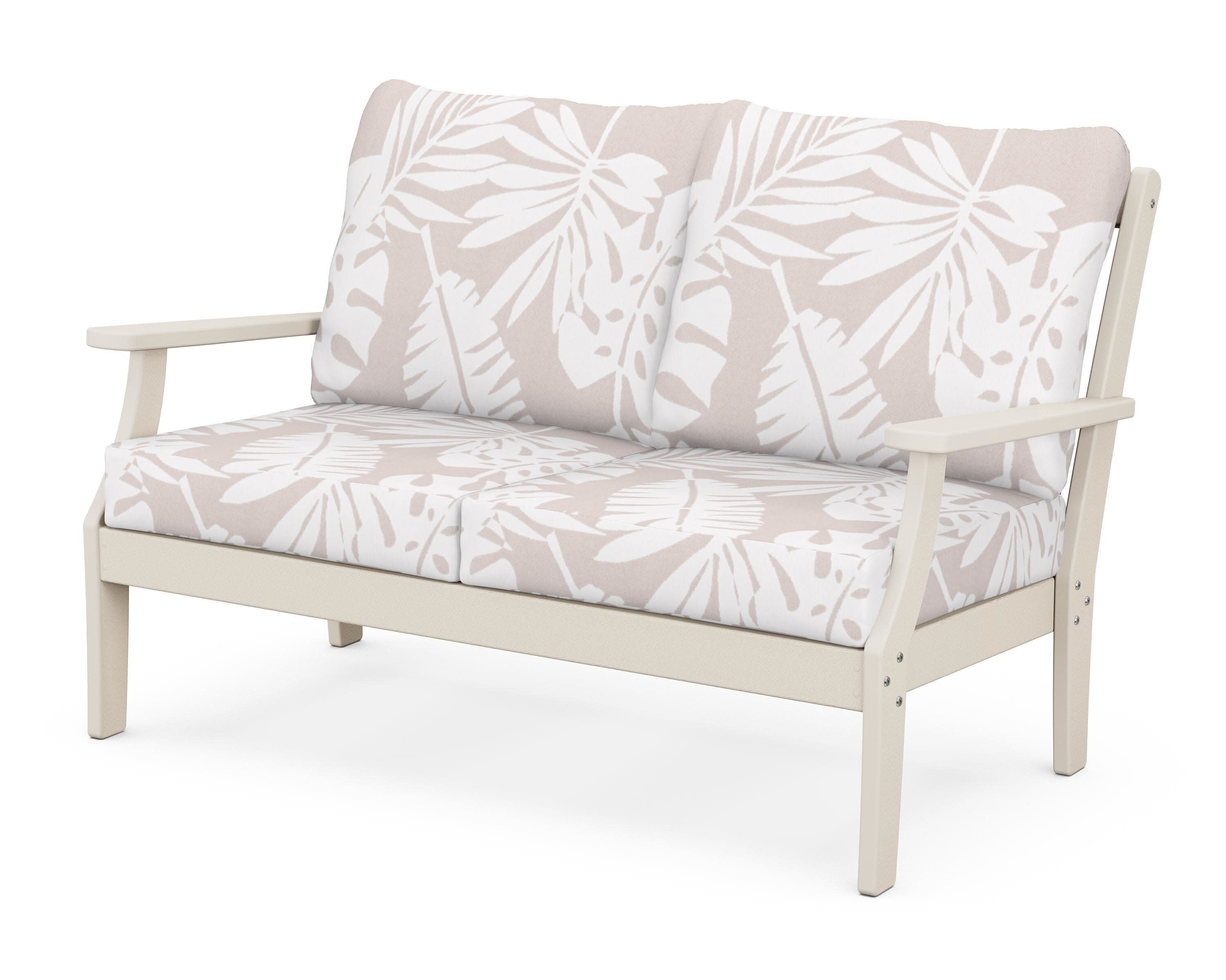 Yacht Club Deep Seating Loveseat in Sand Castle / Leaf Dune Burlap