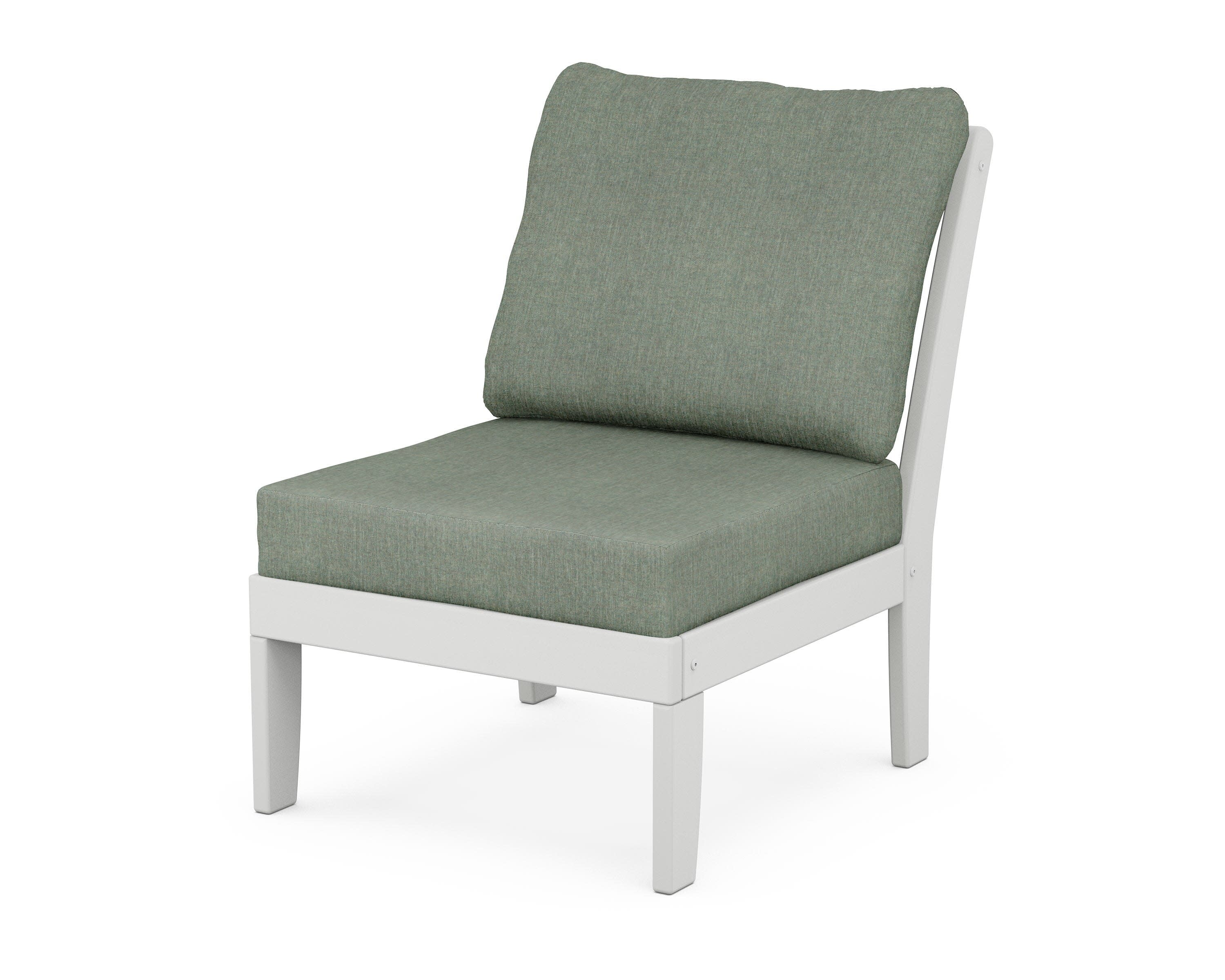 Yacht Club Modular Armless Chair in Classic White / Cast Sage
