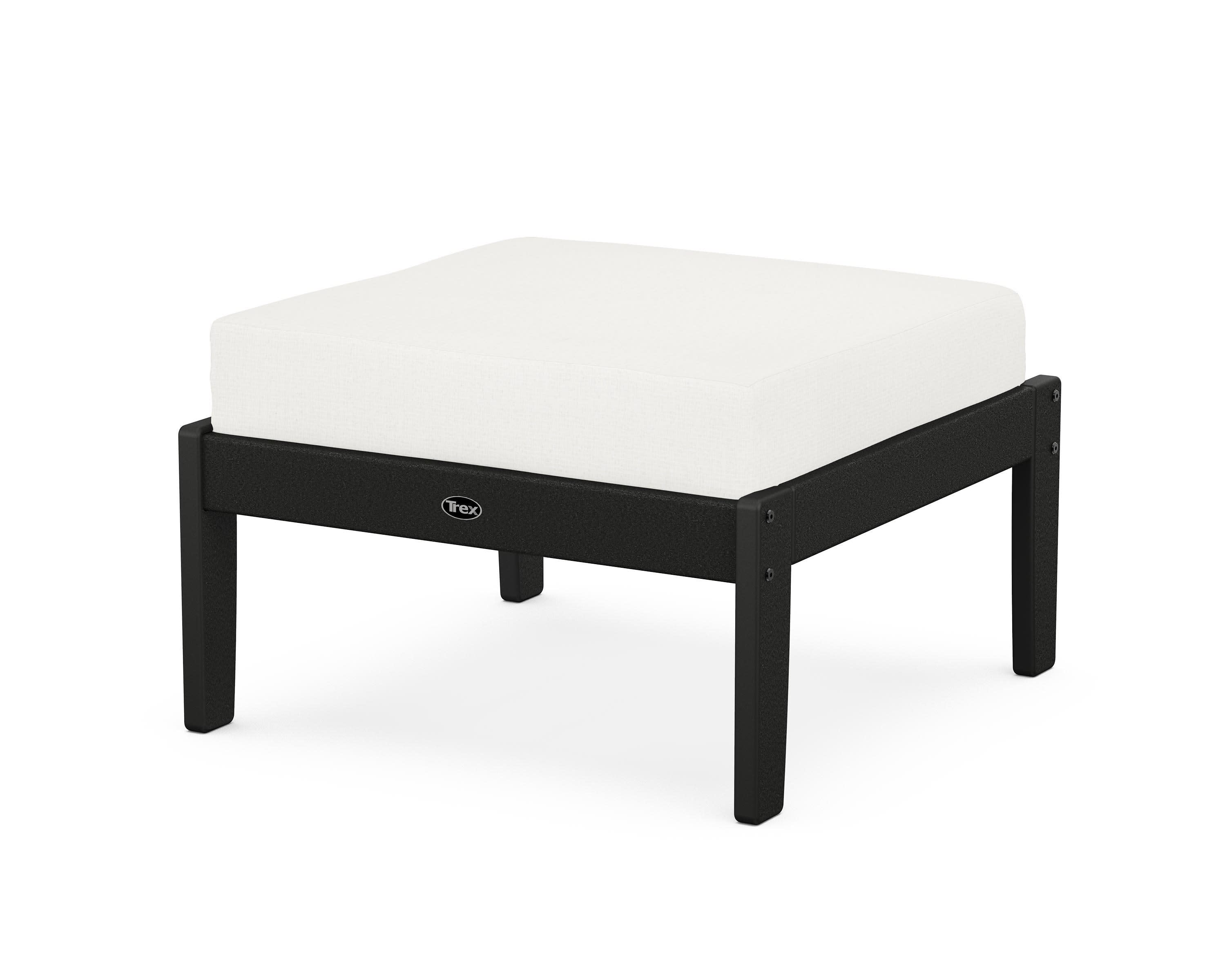 Yacht Club Deep Seating Ottoman in Charcoal Black / Natural Linen