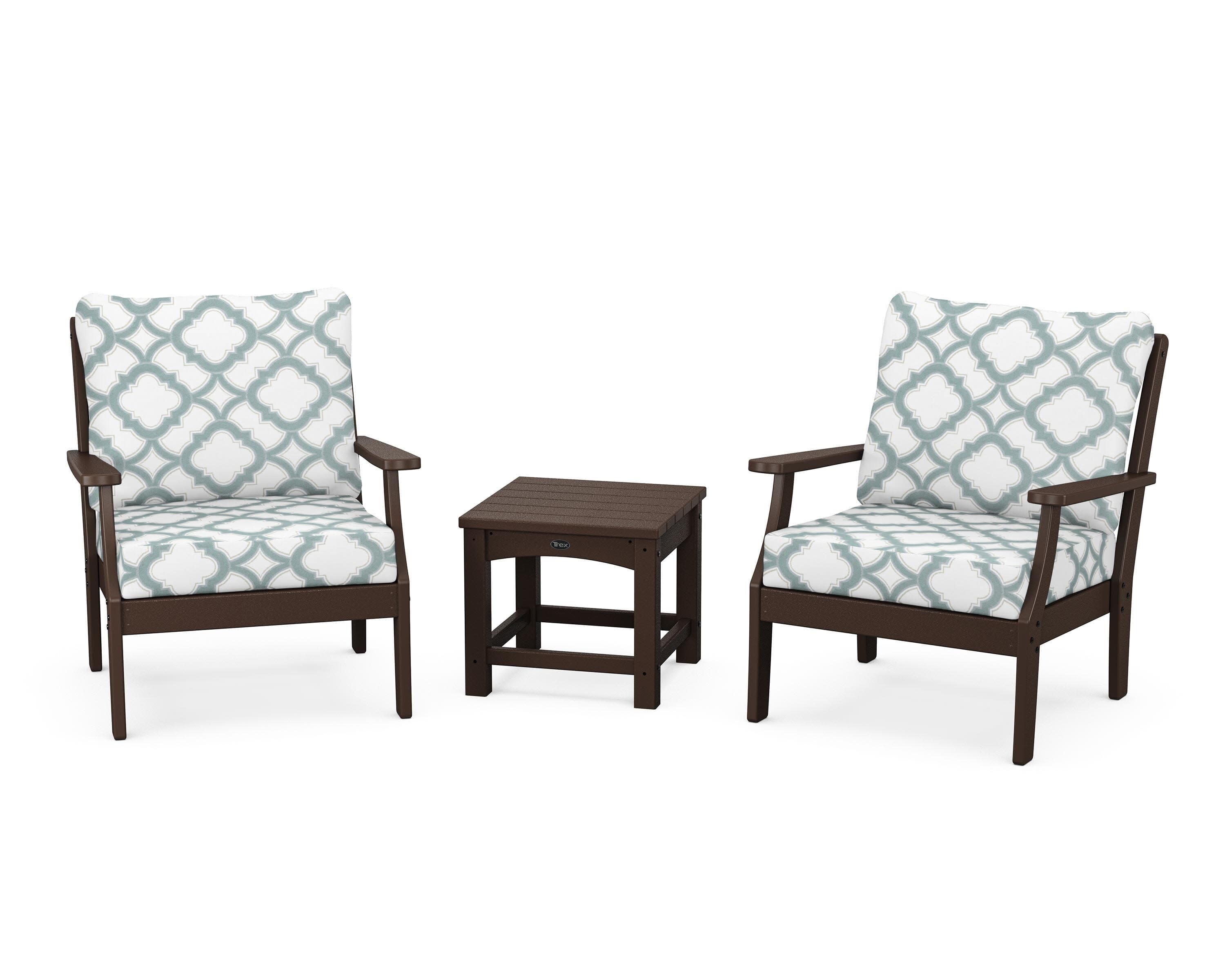 Yacht Club 3-Piece Deep Seating Set in Vintage Lantern / Trellis Glacier Spa