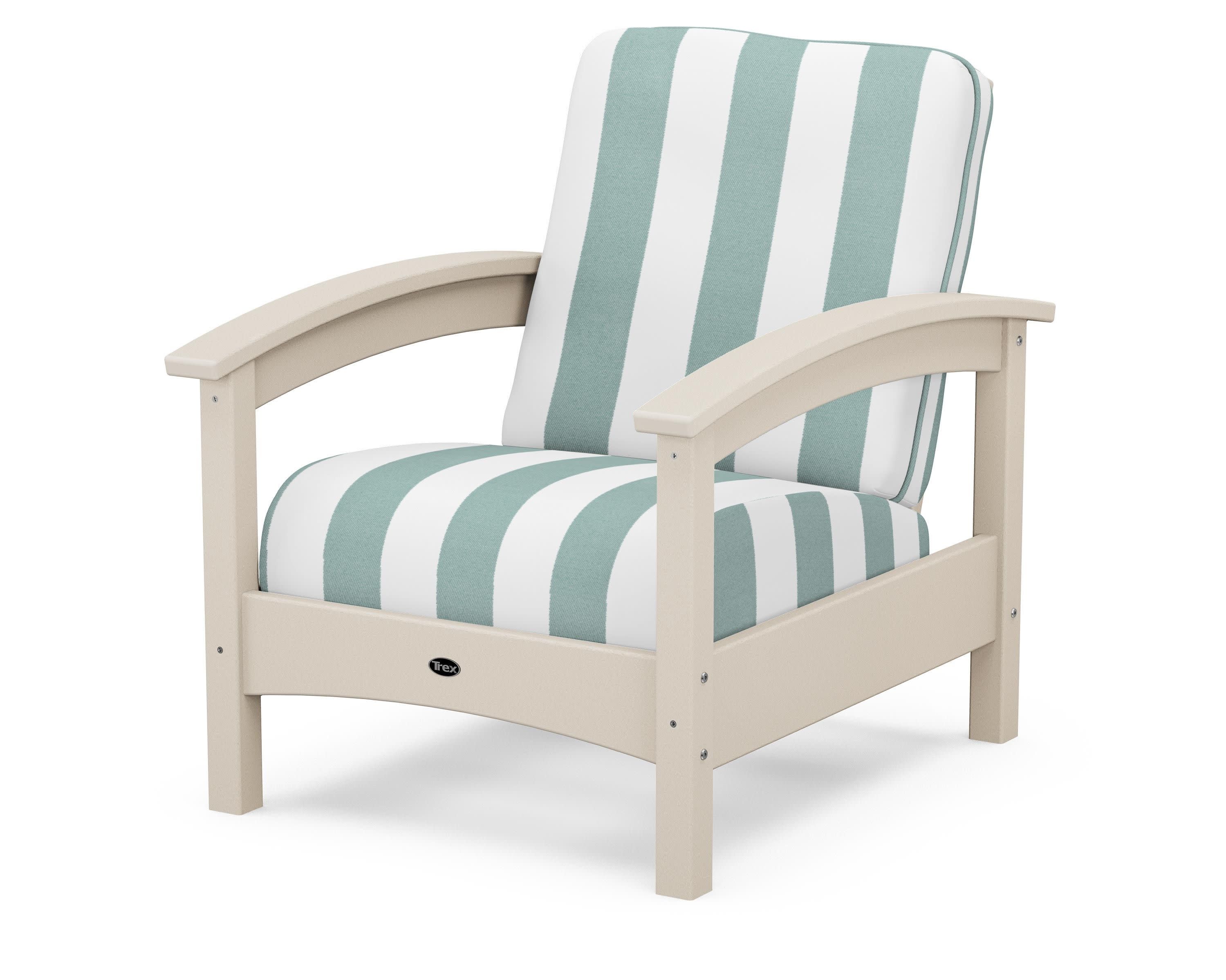 Rockport Club Chair in Sand Castle / Cabana Stripe Glacier Spa