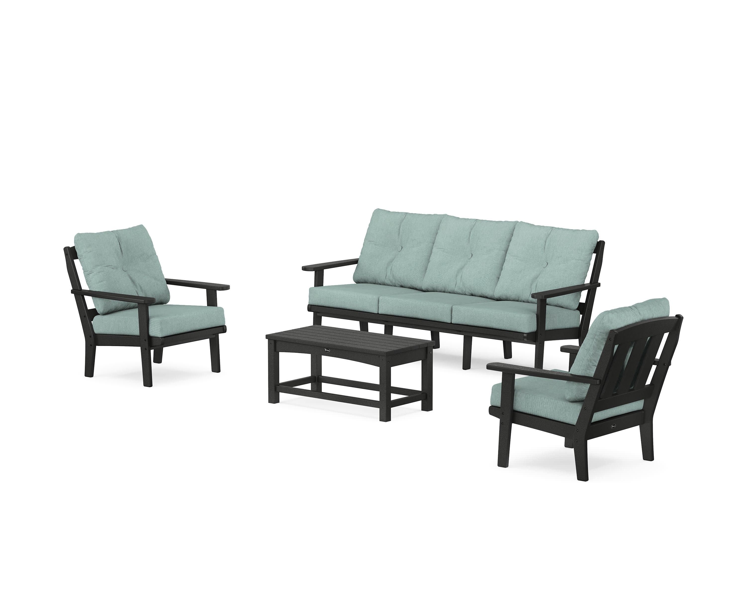 Cape Cod 4-Piece Deep Seating Set with Sofa in Charcoal Black / Glacier Spa