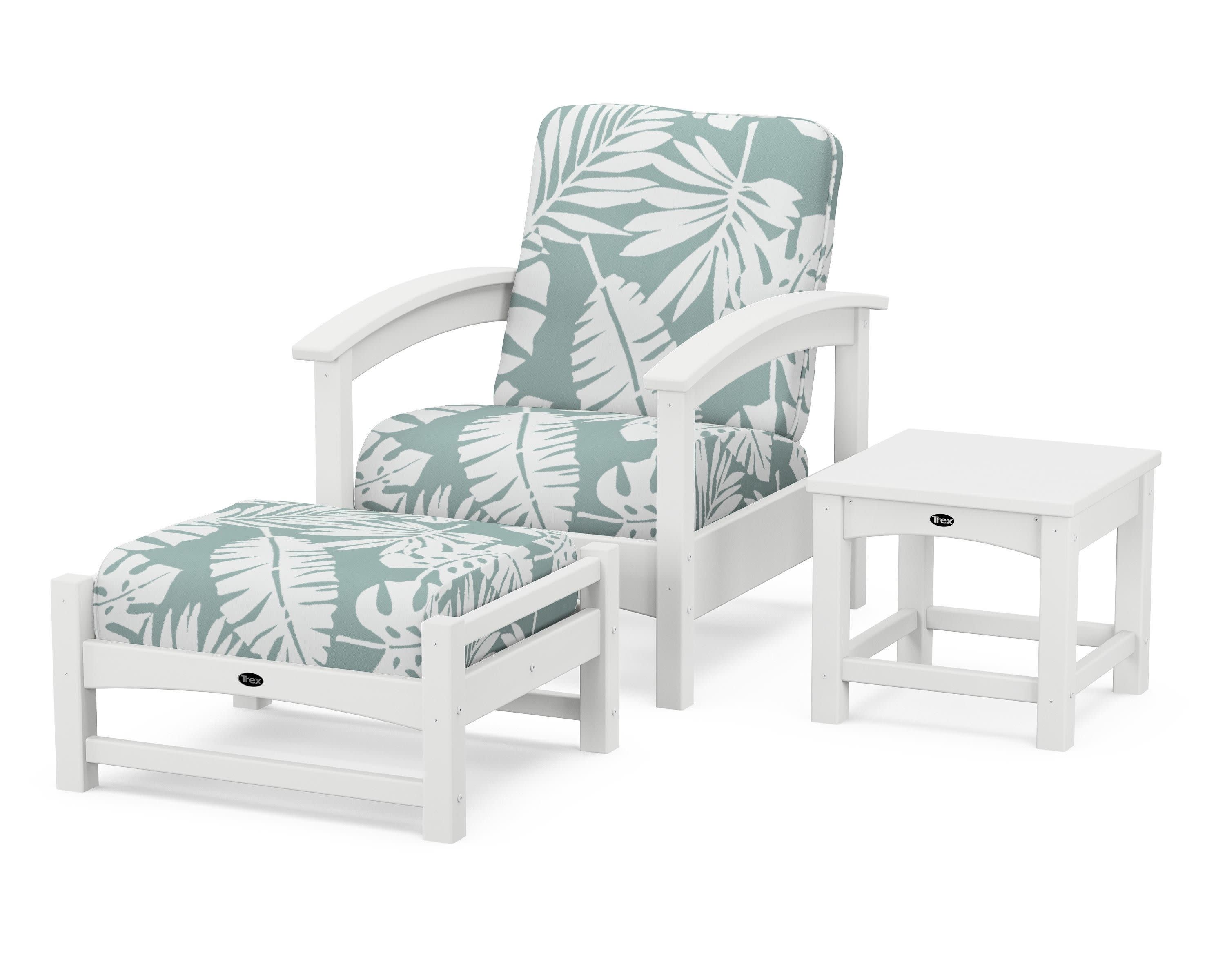 Rockport 3-Piece Deep Seating Set in Classic White / Leaf Glacier Spa