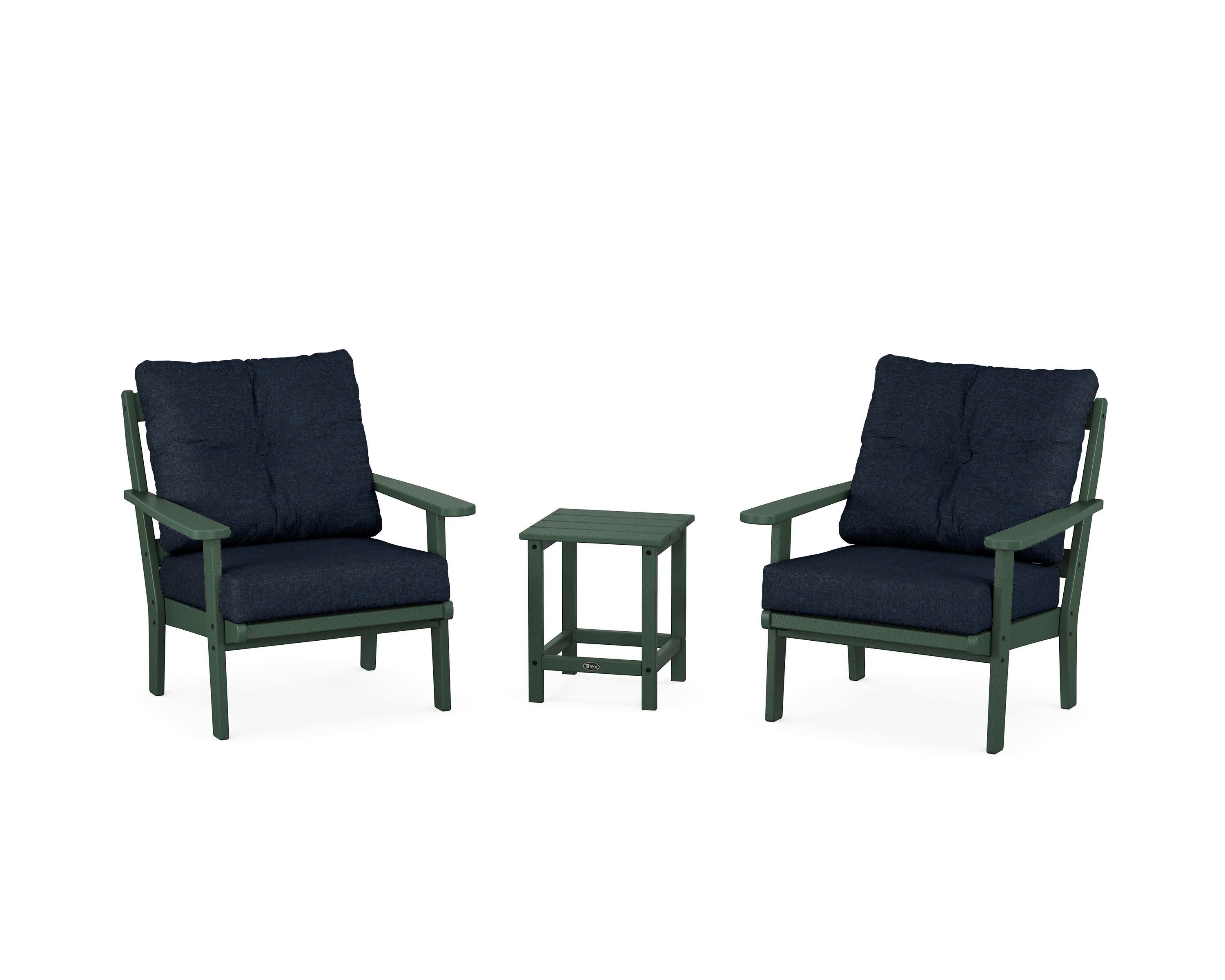 Cape Cod 3-Piece Deep Seating Set in Rainforest Canopy / Marine Indigo