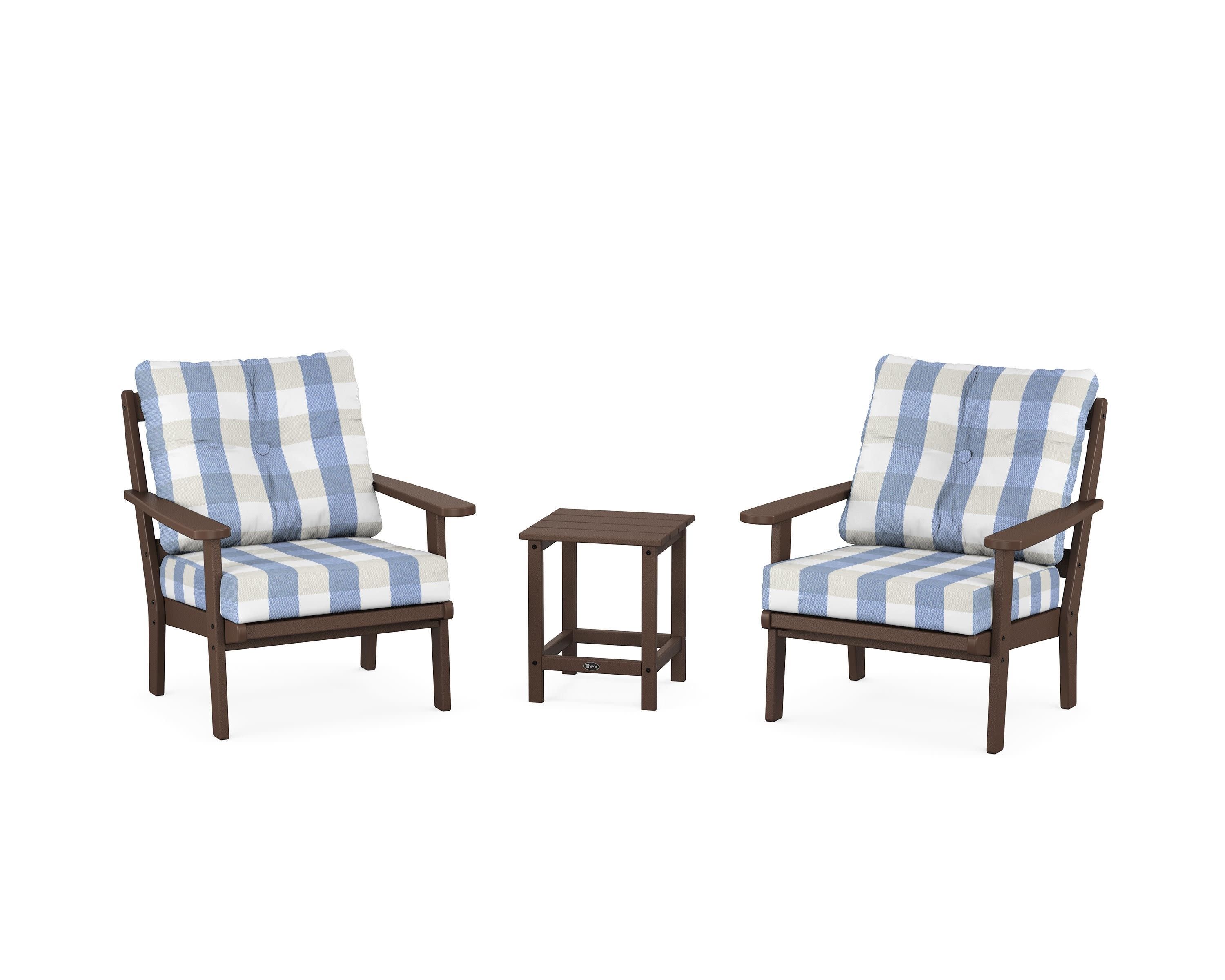 Cape Cod 3-Piece Deep Seating Set in Vintage Lantern / Buffalo Plaid Sky Blue
