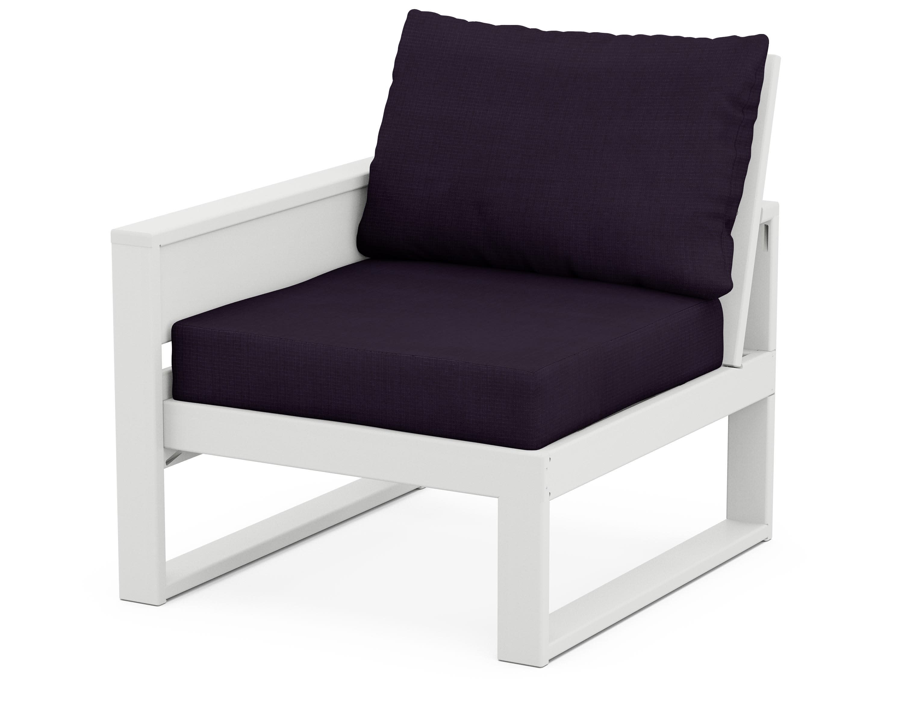 Eastport Modular Left Arm Chair in Classic White / Navy Linen