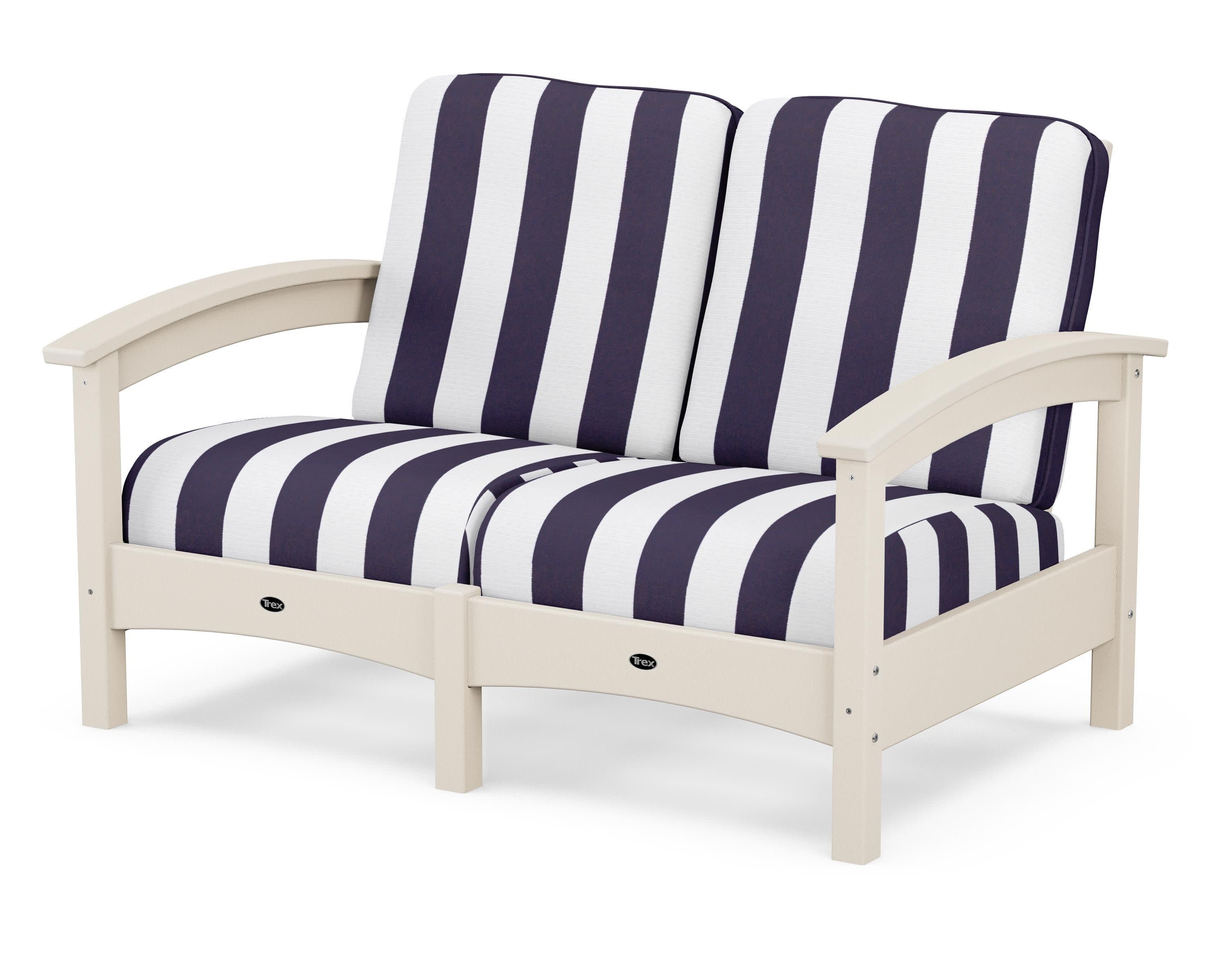 Rockport Club Loveseat in Sand Castle / Cabana Stripe Navy