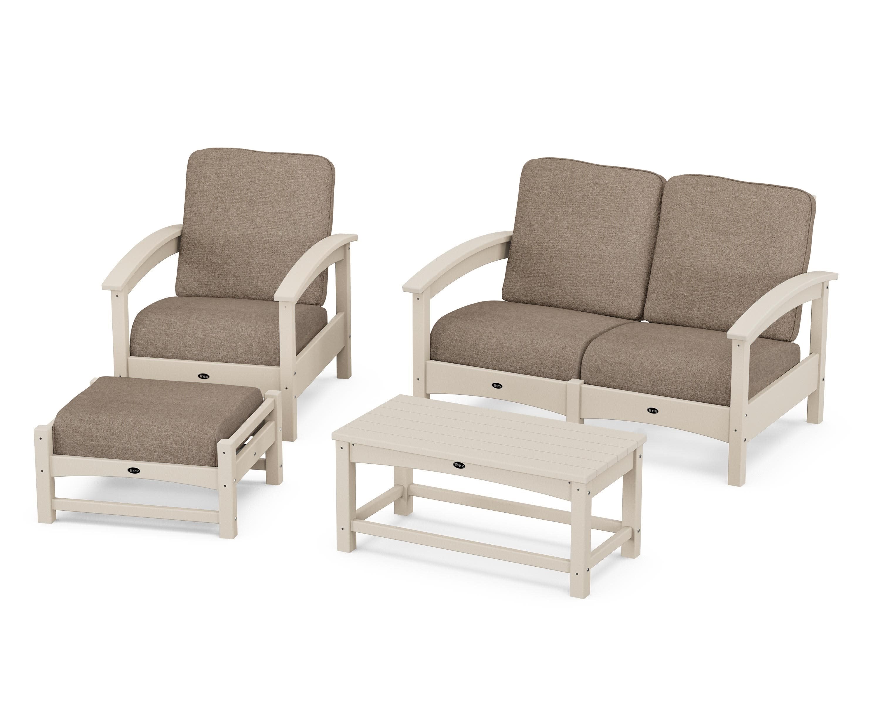 Rockport 4-Piece Deep Seating Conversation Group in Sand Castle / Spiced Burlap