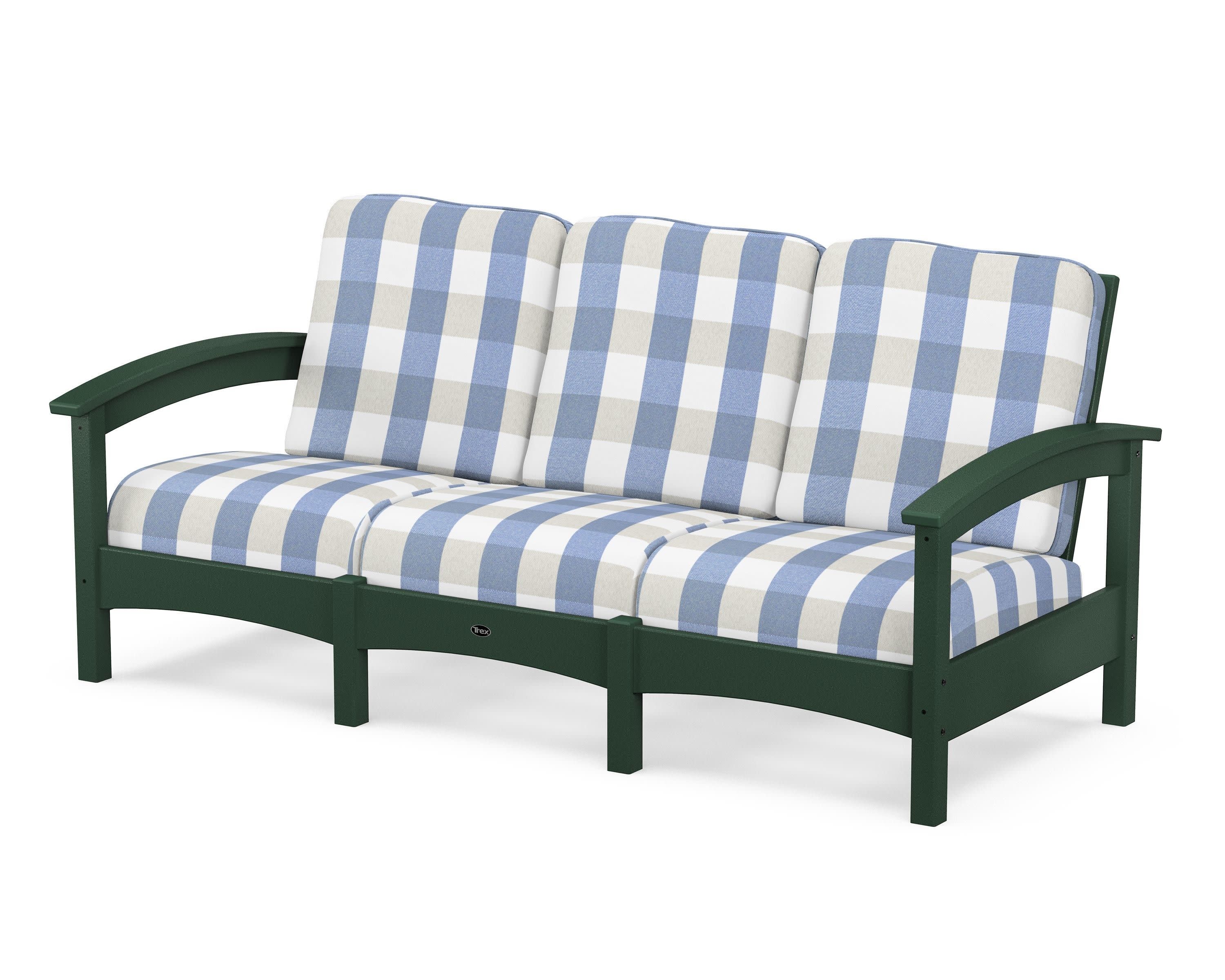 Rockport Club Sofa in Rainforest Canopy / Buffalo Plaid Sky Blue