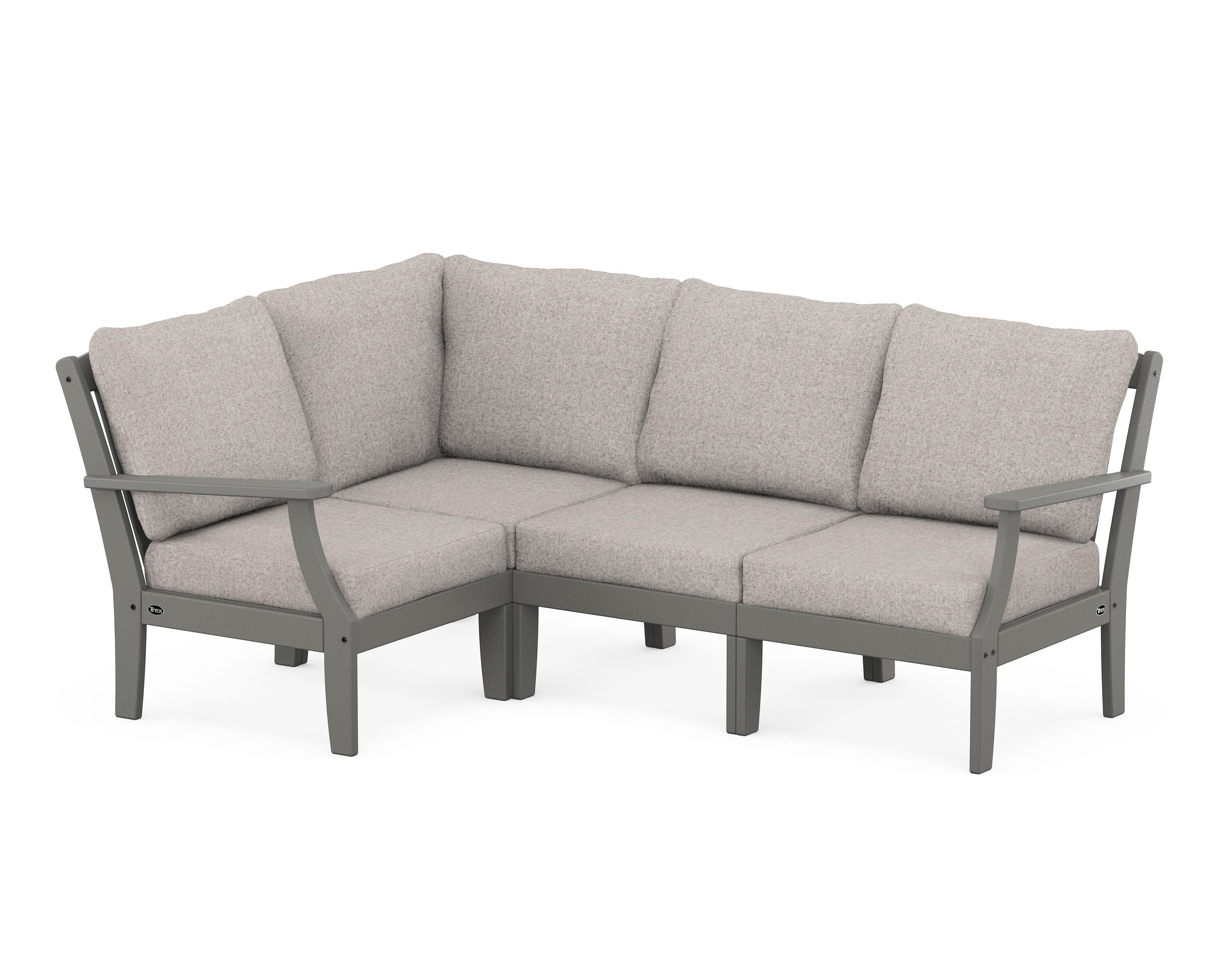Yacht Club Modular 4-Piece Deep Seating Set in Stepping Stone / Weathered Tweed