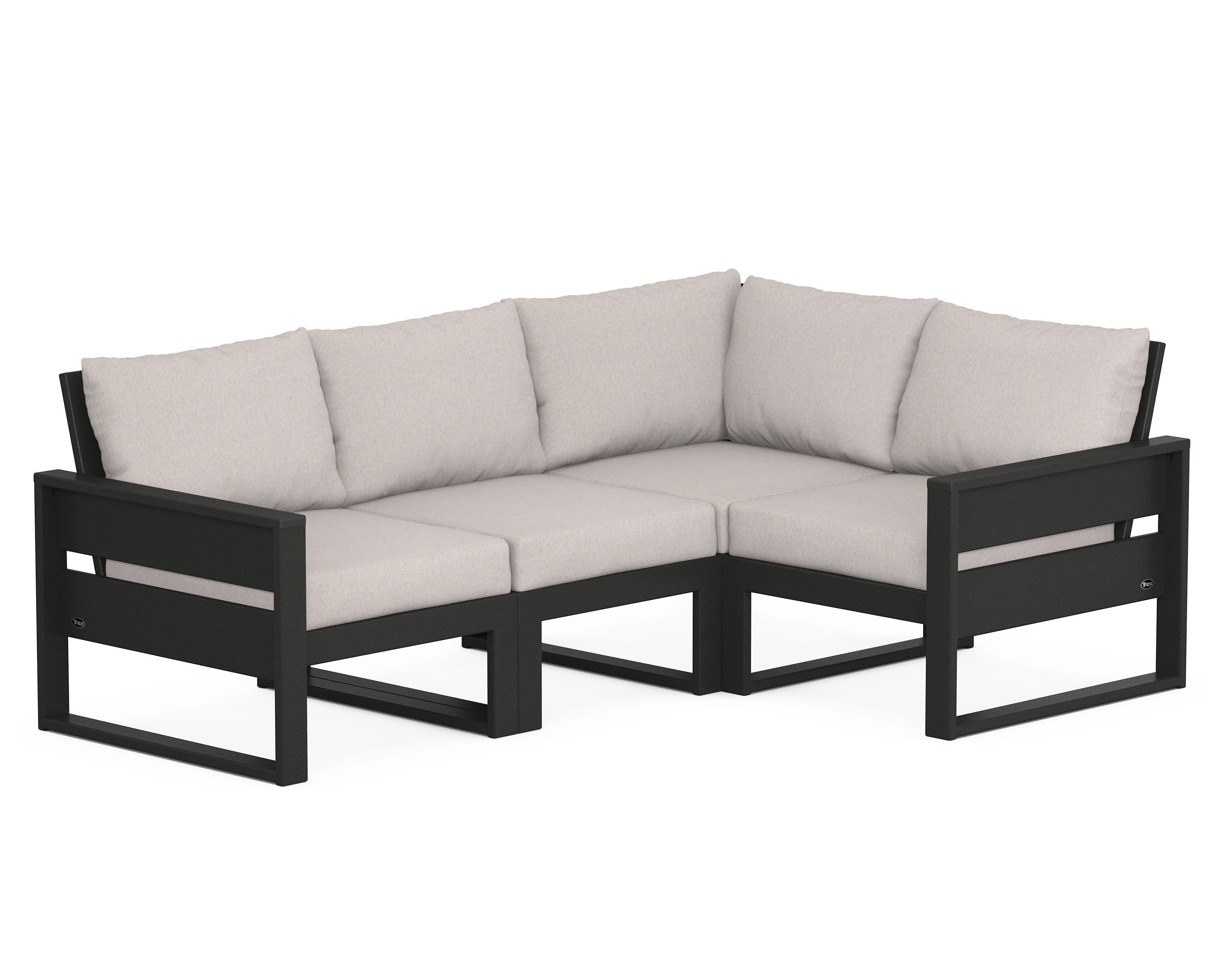 Eastport 4- Piece Sectional in Charcoal Black / Dune Burlap