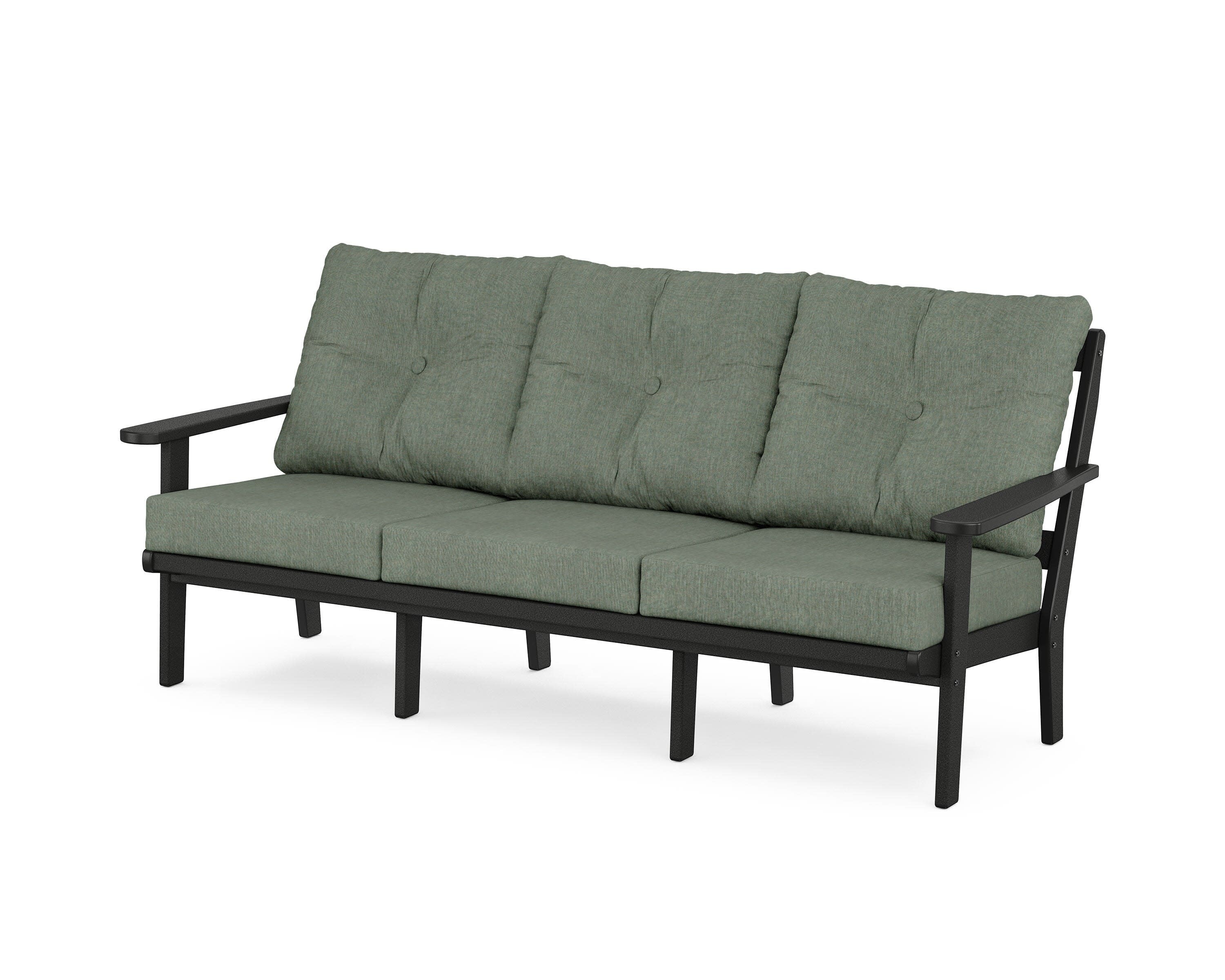 Cape Cod Deep Seating Sofa in Charcoal Black / Cast Sage