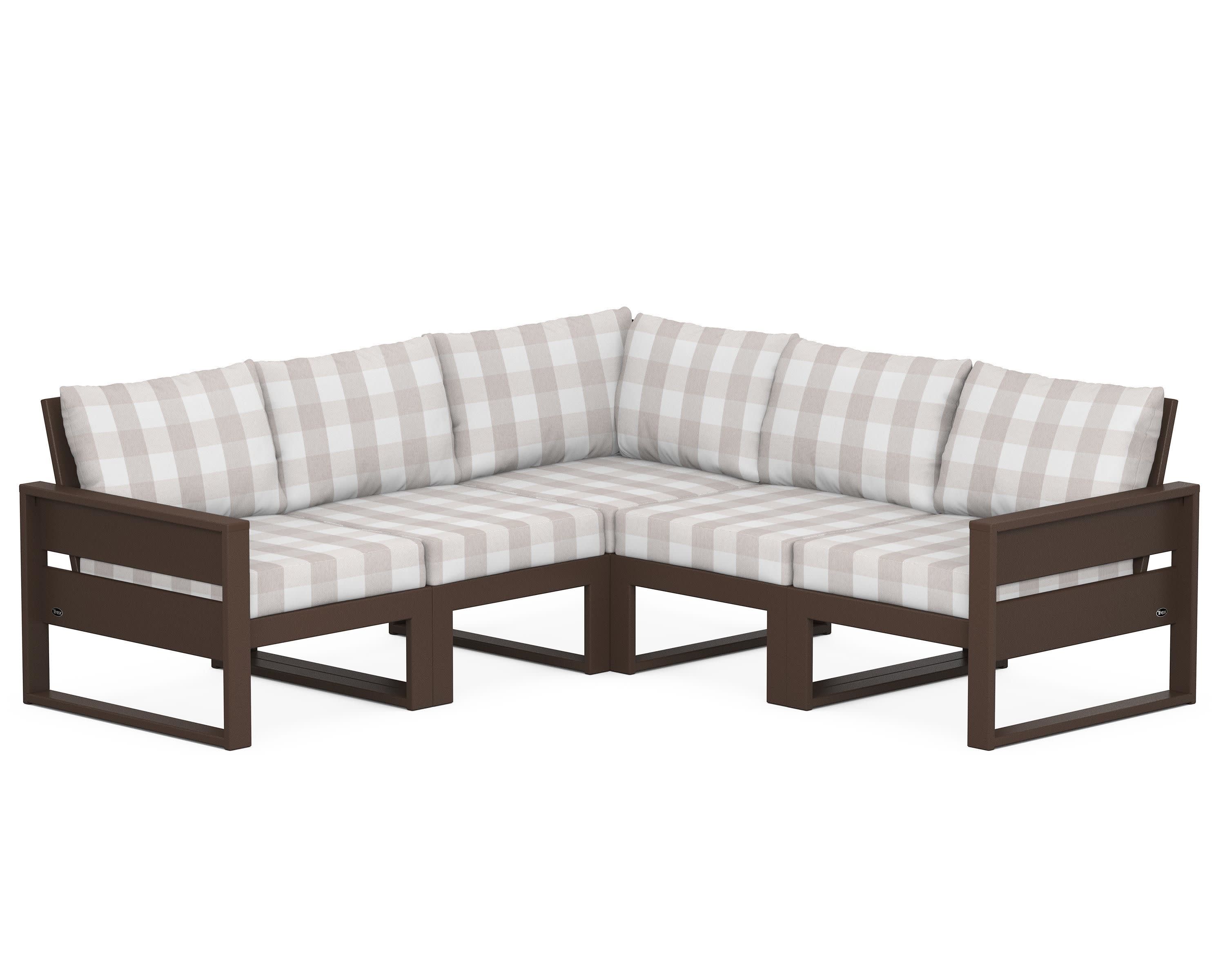Eastport 5-Piece Sectional in Vintage Lantern / Buffalo Plaid Dune Burlap