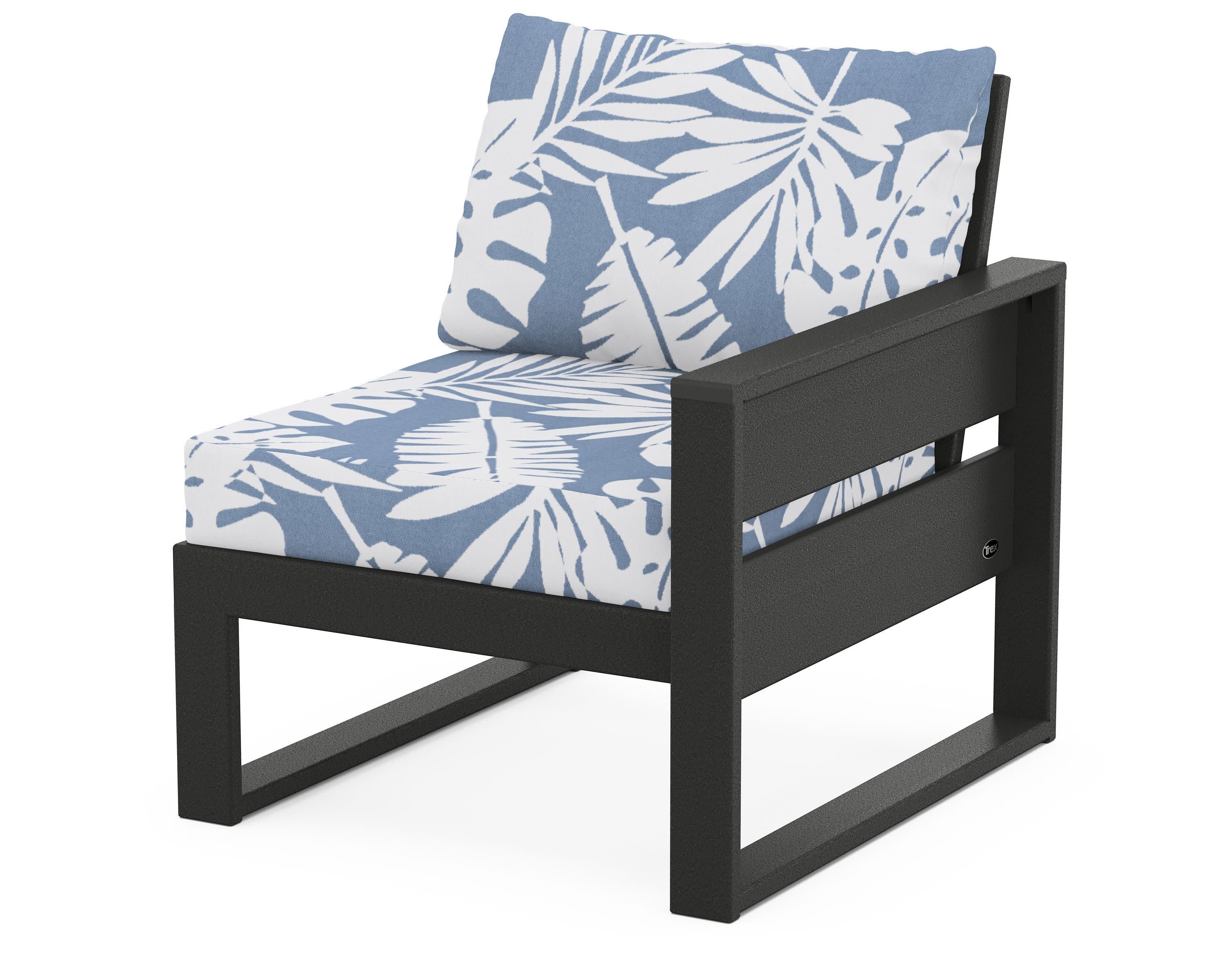 Eastport Modular Right Arm Chair in Charcoal Black / Leaf Sky Blue