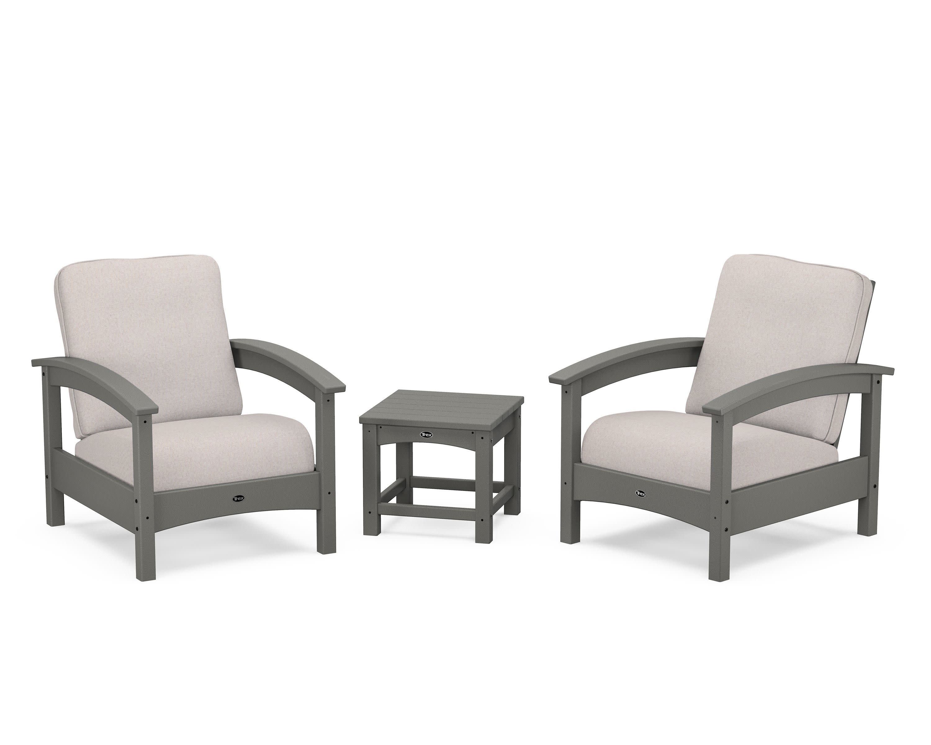 Rockport Club 3-Piece Deep Seating Conversation Set in Stepping Stone / Dune Burlap