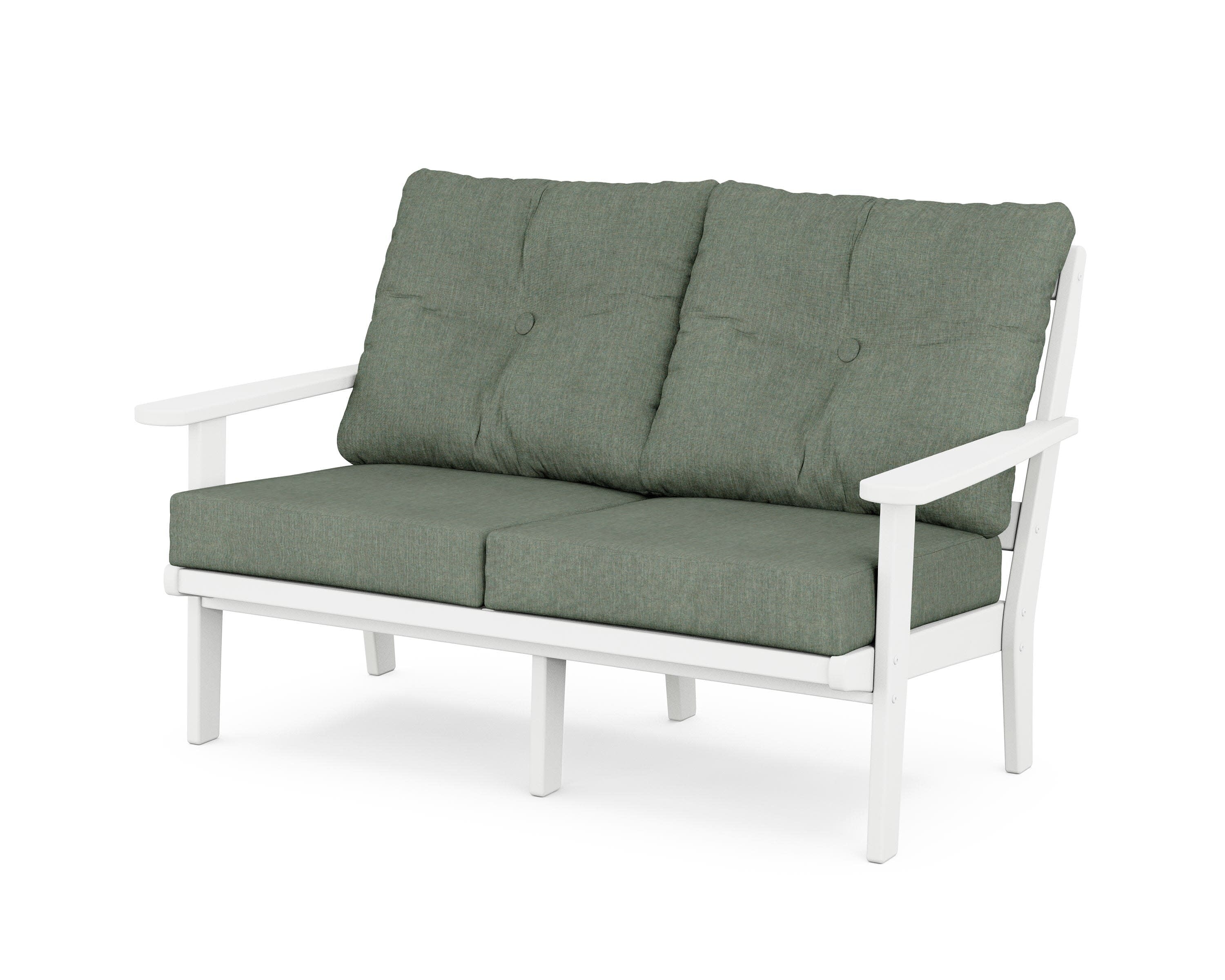 Cape Cod Deep Seating Loveseat in Classic White / Cast Sage