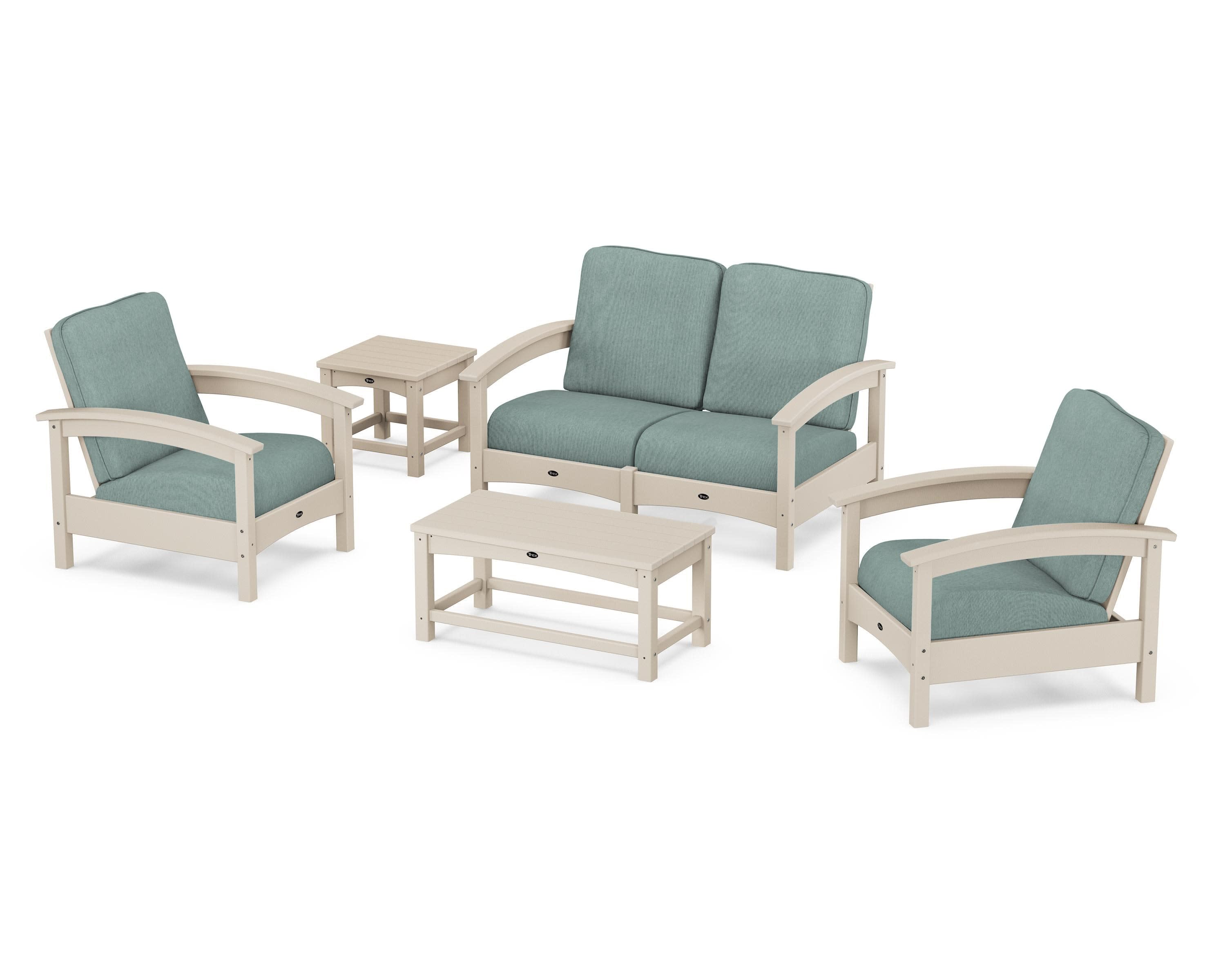 Rockport Club 6-Piece Deep Seating Conversation Set in Sand Castle / Glacier Spa