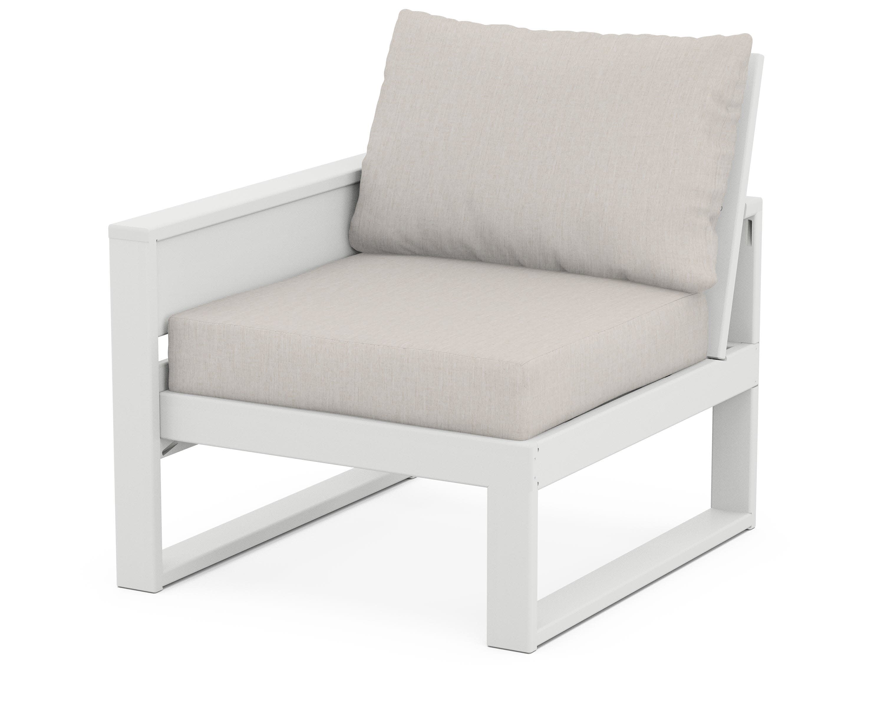 Eastport Modular Left Arm Chair in Classic White / Cast Ash
